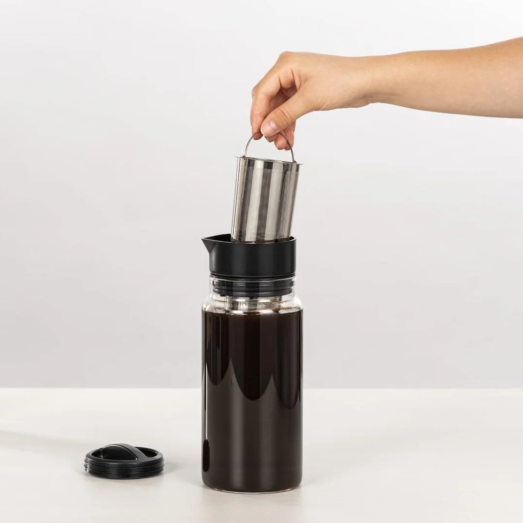 Xavax Cafetière à infusion froide 2 en 1, machine à café et thé, bouteille verre 1 l