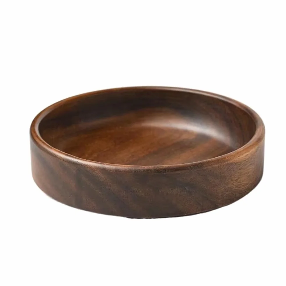 Bol de service en bois d'acacia 20 x 20 x 4,5 cm pour nourriture, fruits, salade