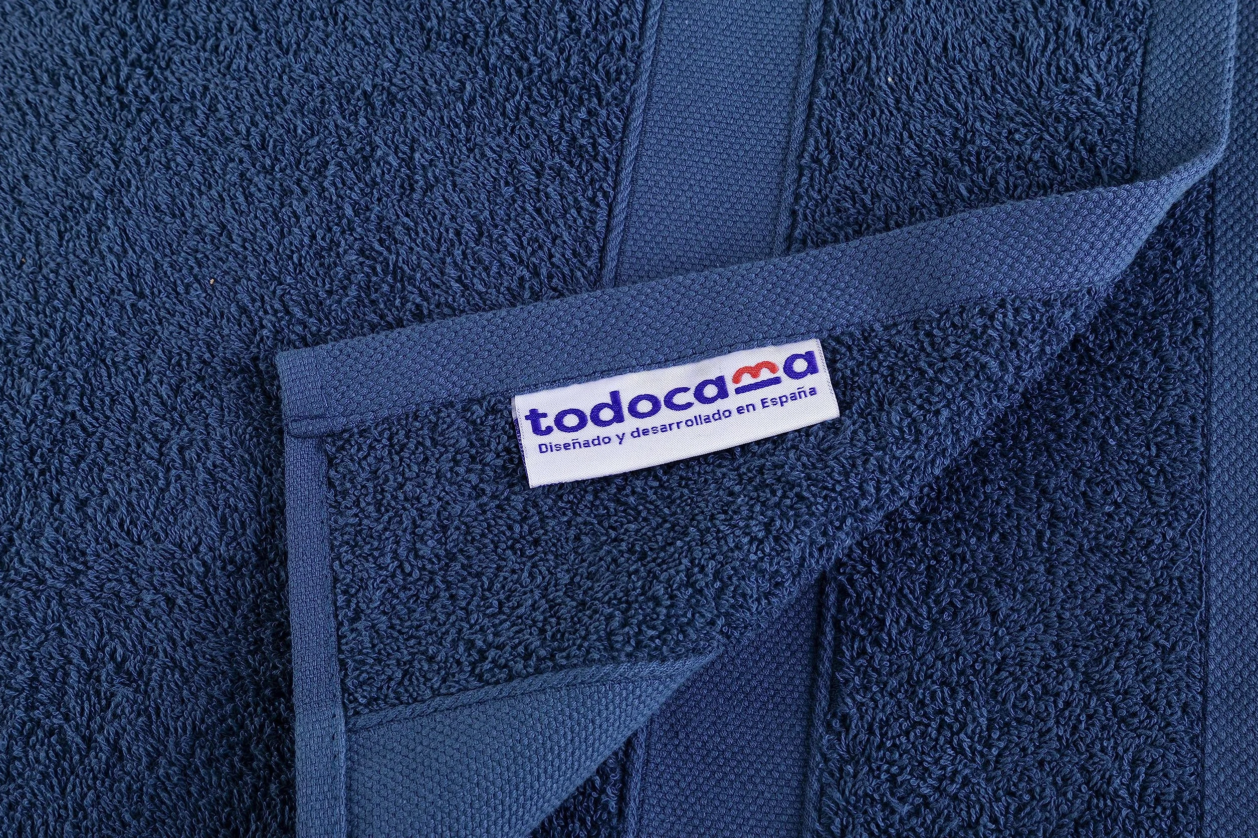 Todocama Lot de 2 Grands Serviettes de Bain 100% Coton 550 g/m² 100 x 150 cm Bleu Marine