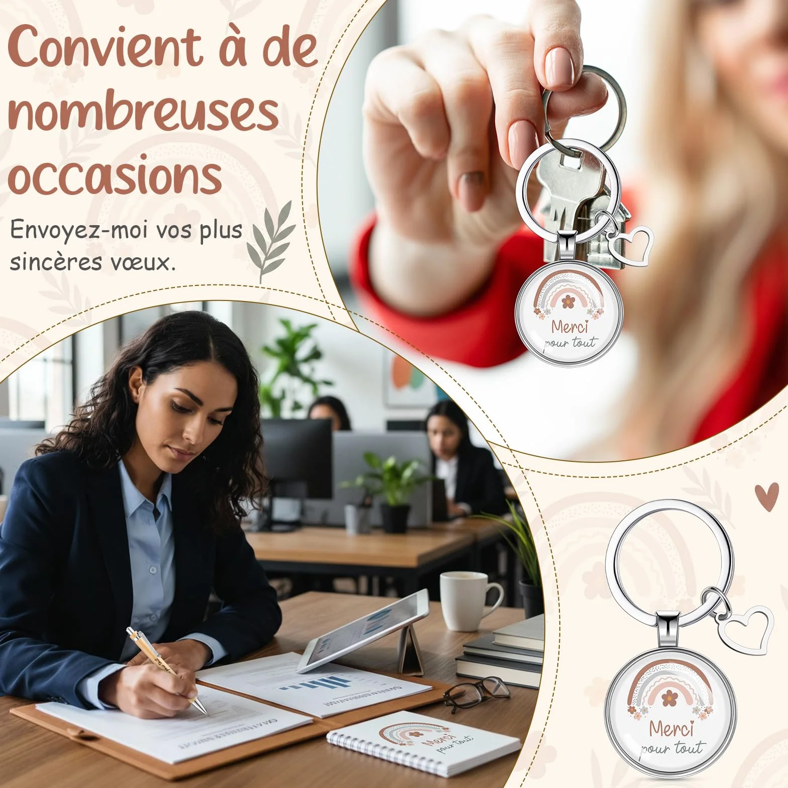 Merci Maîtresse Diplômé Cadeau Sac Fourre-Tout Carnet Stylo Porte-Clés Fin d'Études Adieu Enseignant