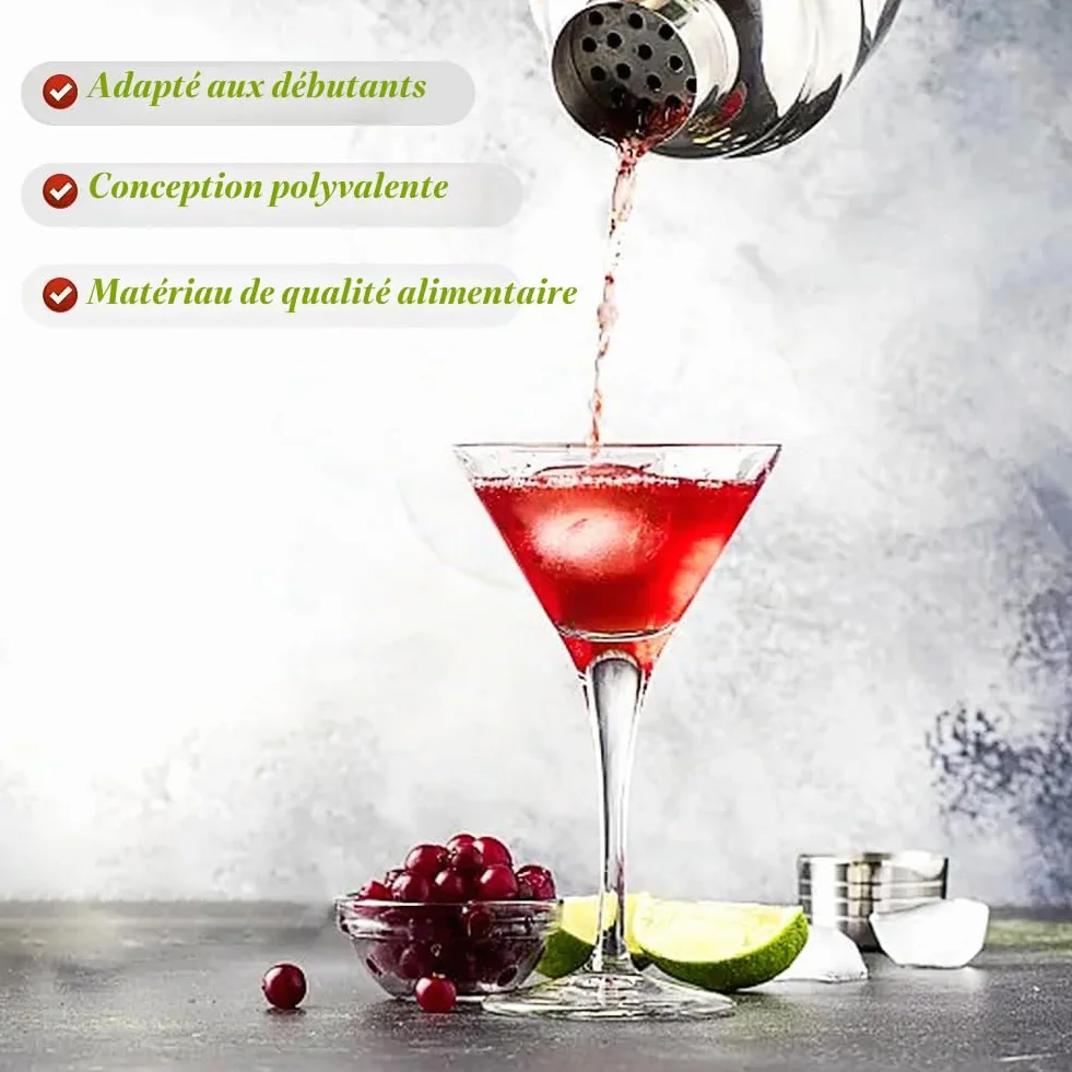 Shaker à cocktail 750 ml acier inoxydable avec passoire intégrée