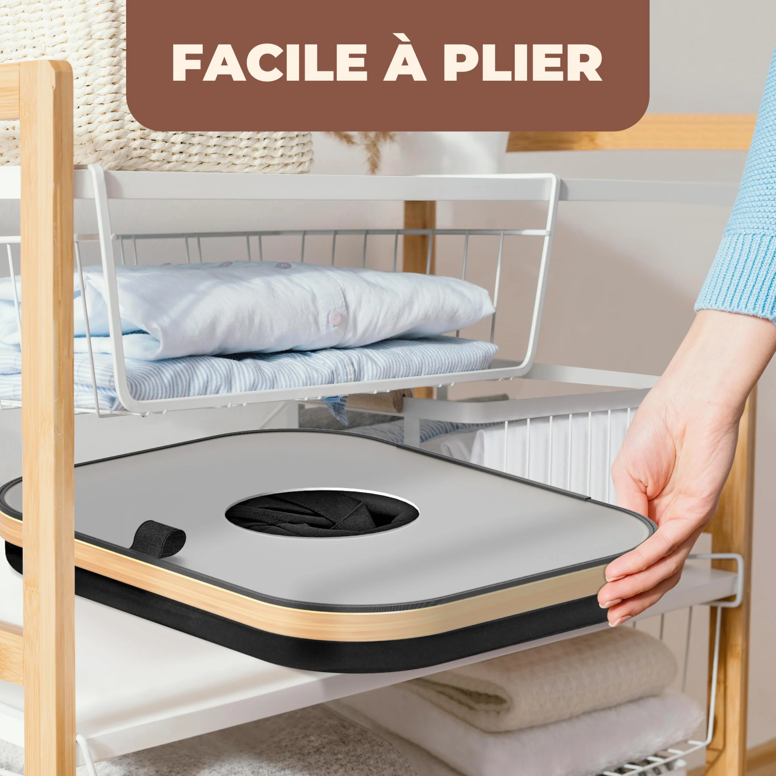 Poubelle Cuisine Tri Sélectif 100L Noir – Bac Recyclage Double Compartiment Bambou