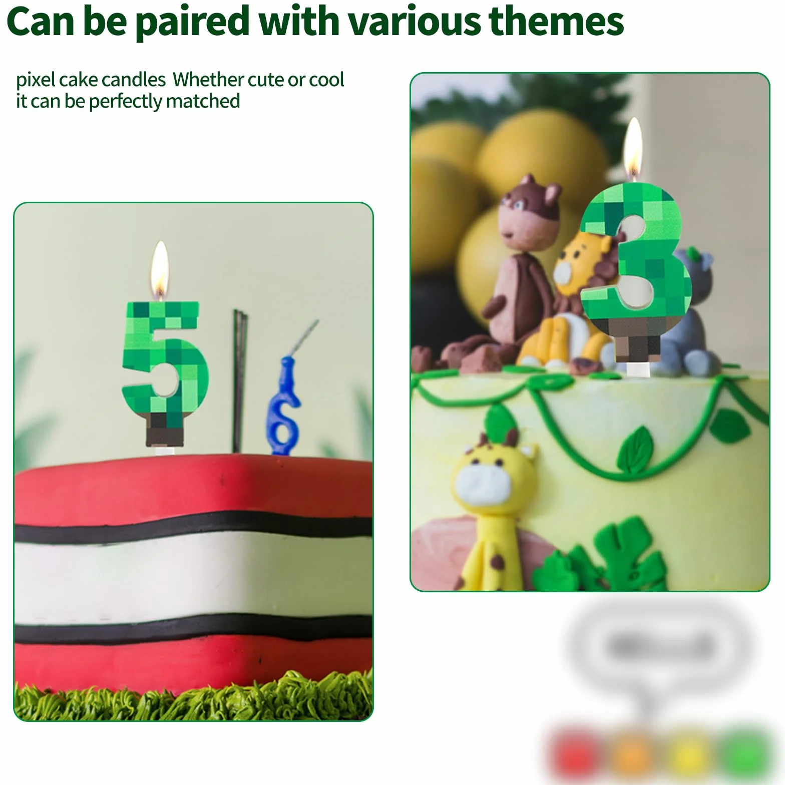 Yiran TNT Bougies Anniversaire 9 ans Personnalisées Vert Pixelisée Gâteaux pour Garçons Filles Décoration Fête