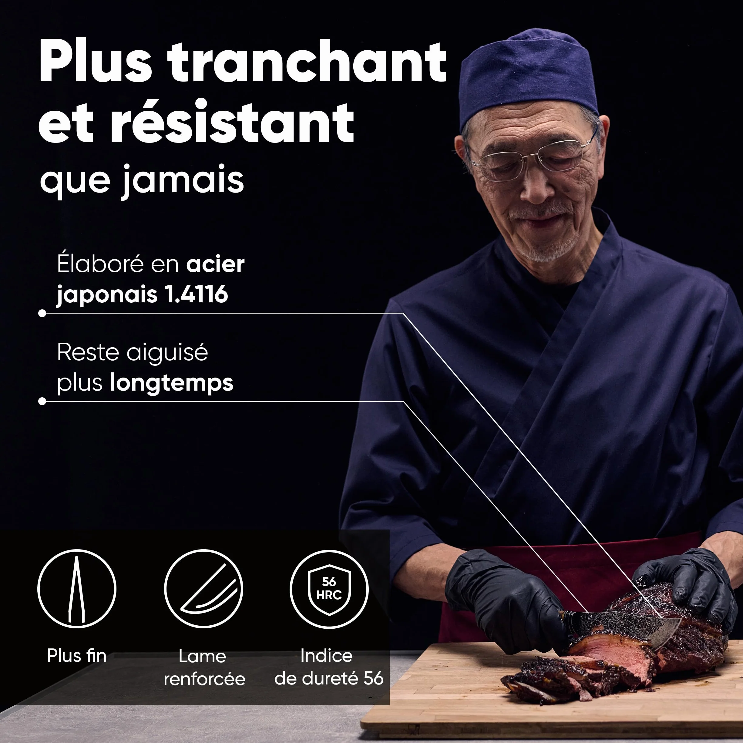 Matsato Osuren Couteau de Cuisine 16cm Lame Acier Japonais Damassé Manche Bois Ergonomique