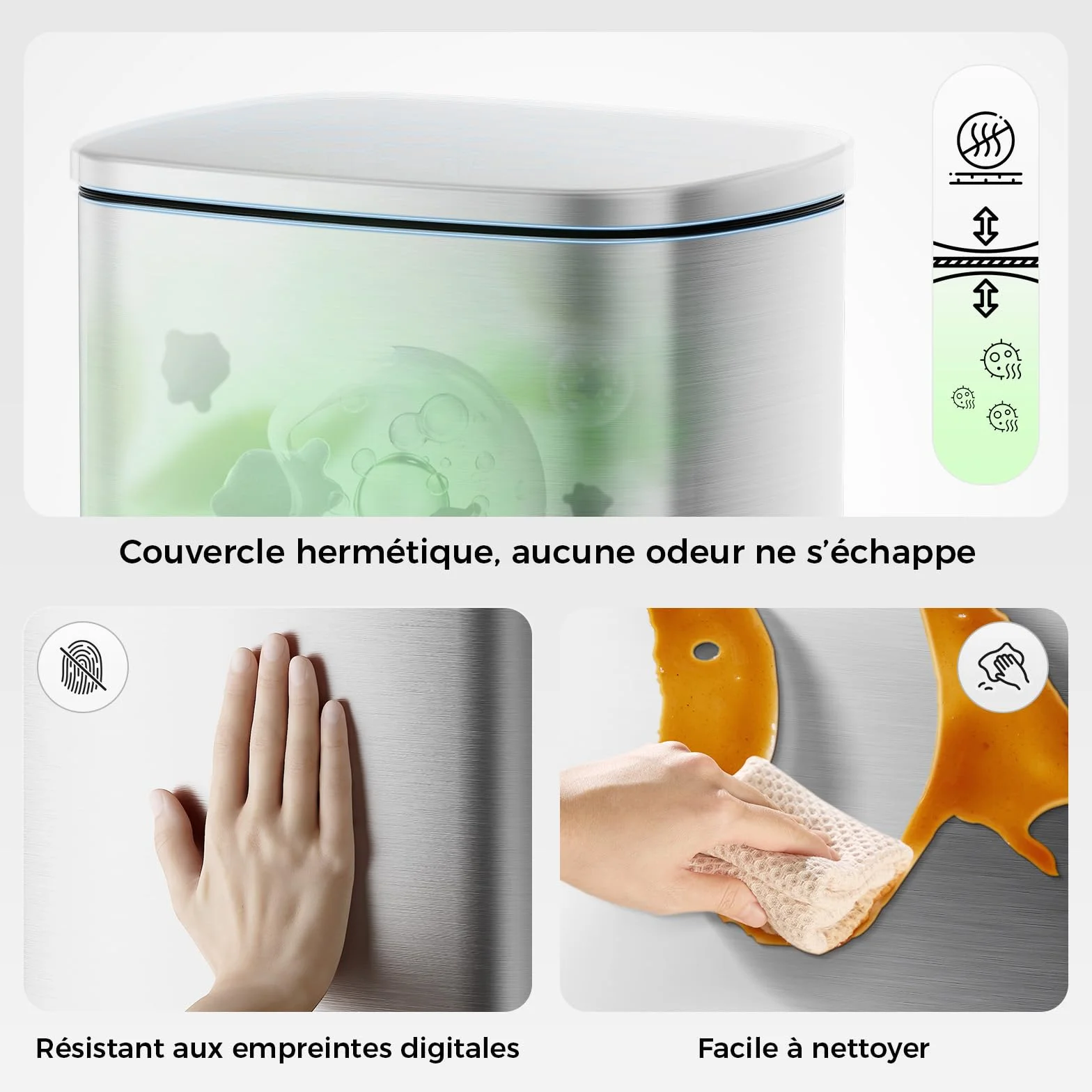 YASHE Poubelle Cuisine 50L Rectangulaire avec Pédale Fermeture Douce