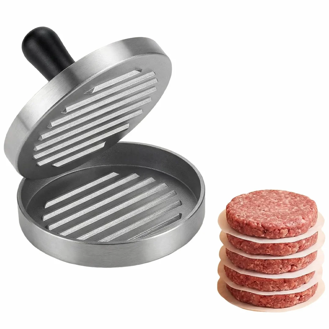Presse Burger en Fonte d'aluminium, Presse Steak Haché, Moule à Hamburger pour Hamburgers, Galettes, BBQ