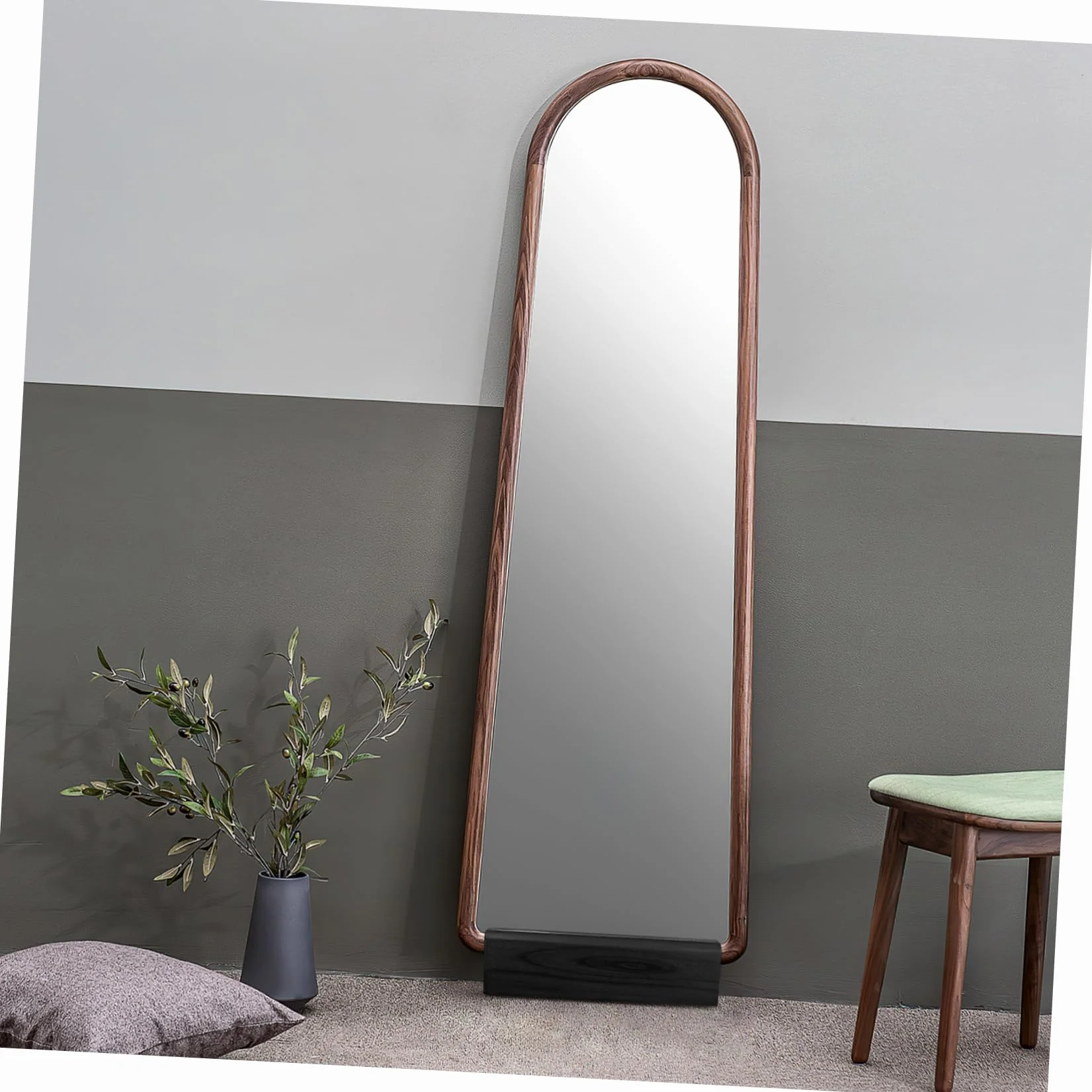 Support De Miroir En Bois Massif Antidérapant 9.84x2.95x2.68in Base De Miroir Sol Multi-Usage