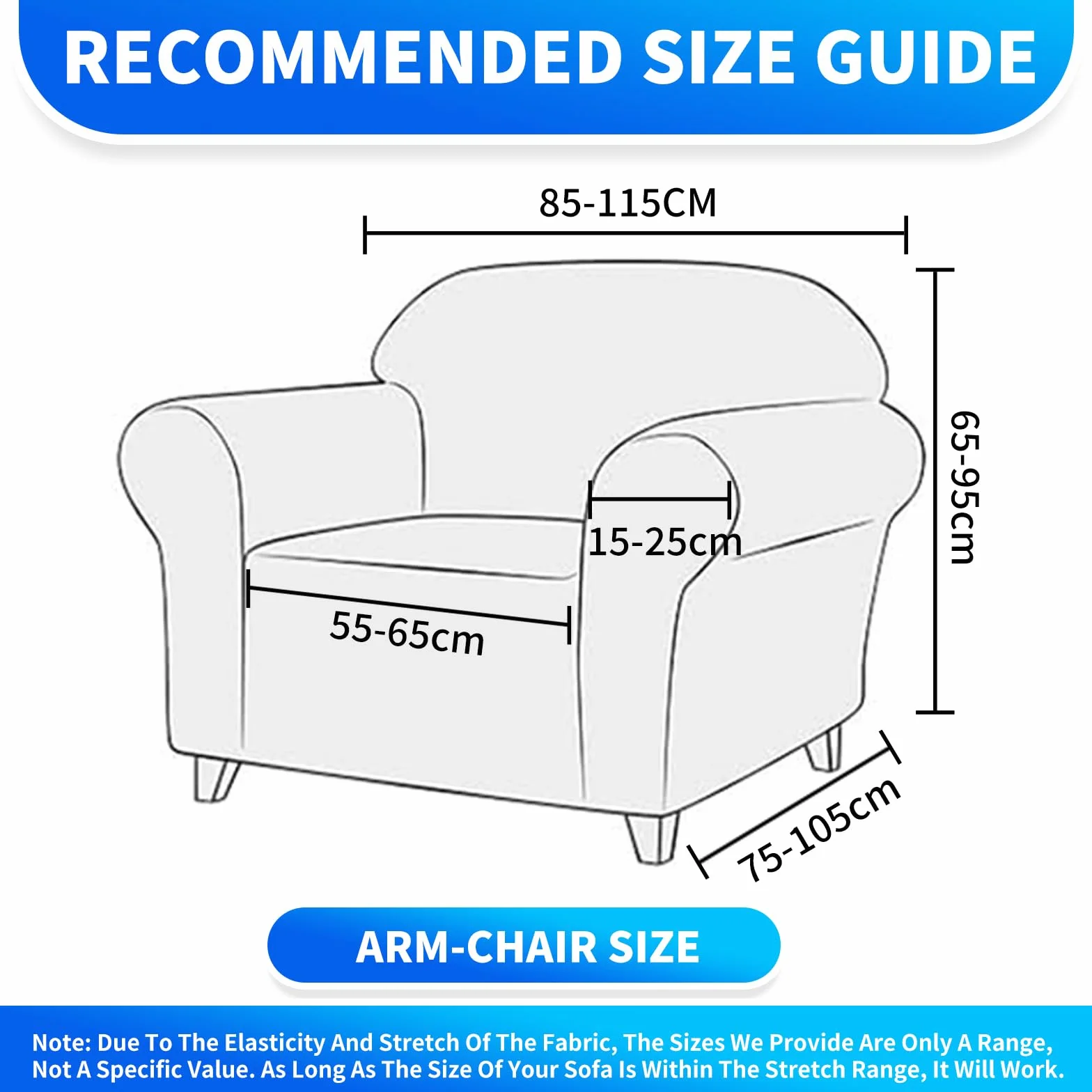 Housse Fauteuil 1 Place avec Accoudoirs Jacquard Universelle Antidérapante Lavable Gris Foncé