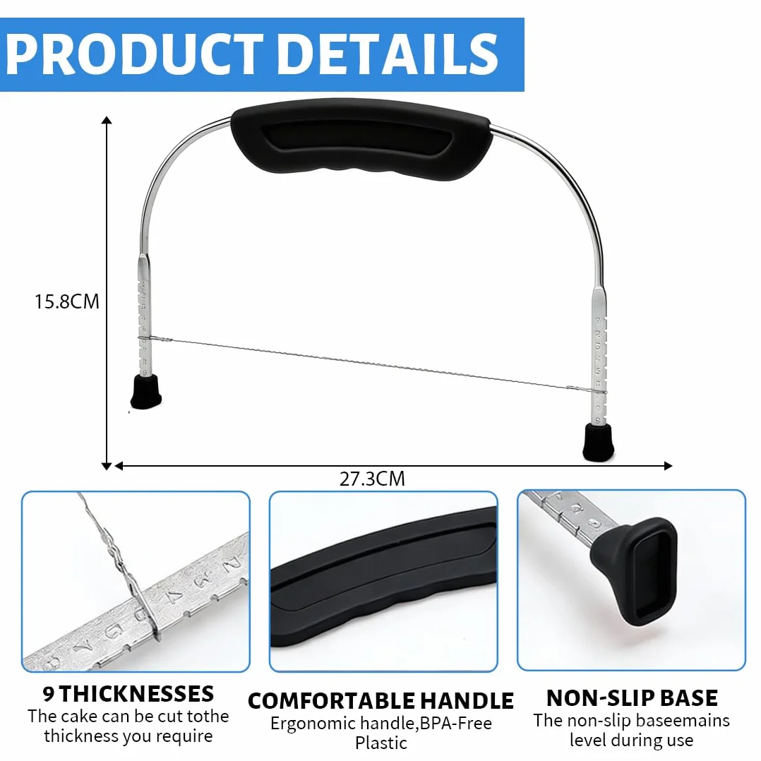 Couteau à Gâteau en Acier Inoxydable Réglable en Hauteur, Coupe Gâteau Patisserie