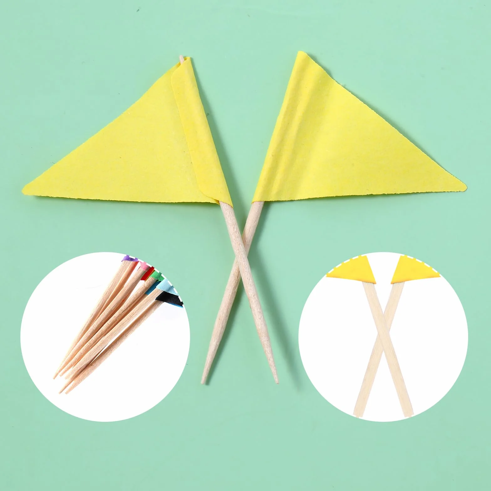 Cure-dents triangulaires colorés lot de 100 pour nourriture