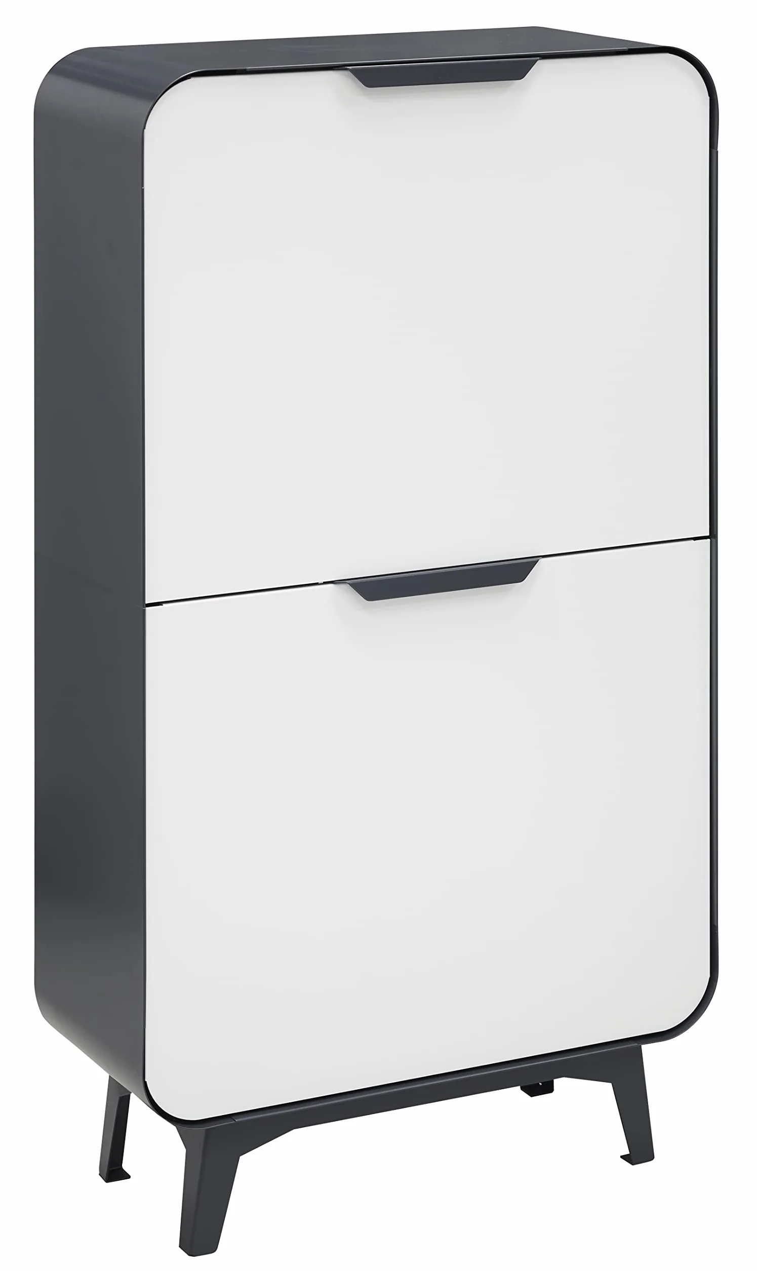 ARREGUI Round CR441-R Poubelle de Recyclage 4 Bacs 68L Tri Sélectif Moderne Acier Anthracite/Blanc Mat