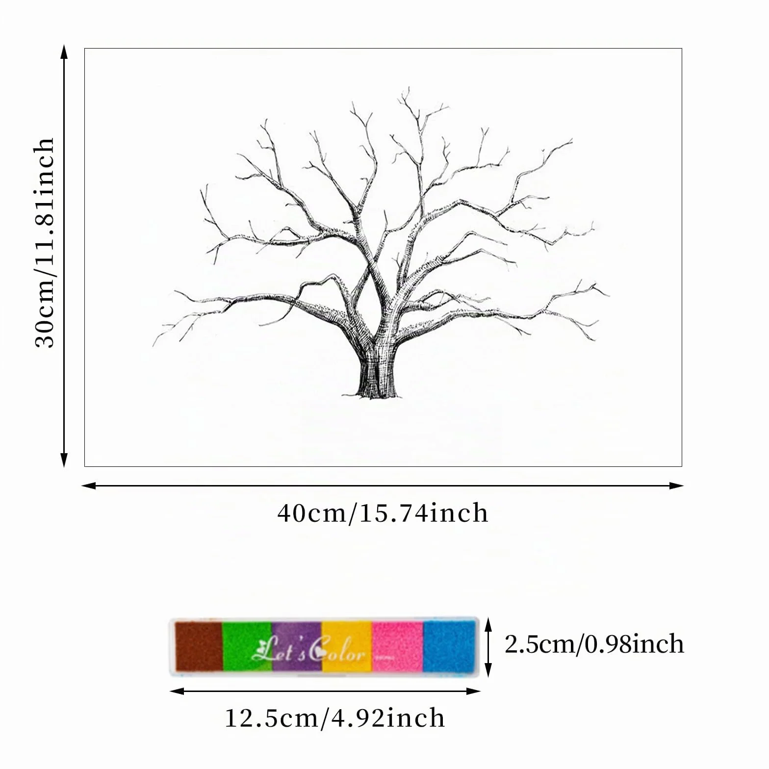 Arbre à Empreintes de Mariage Toile Livre d'or 30x40cm Personnalisé