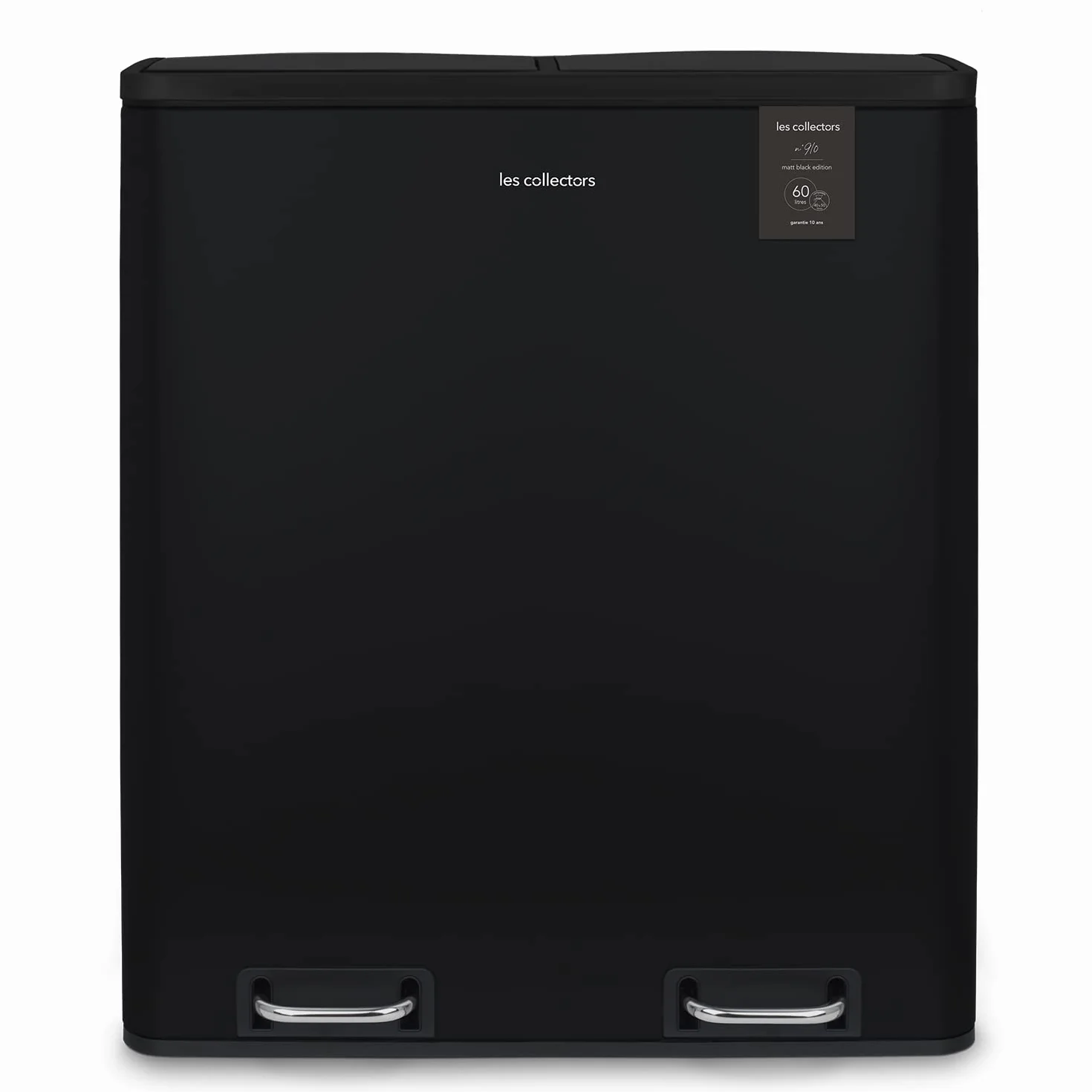 Les Collectors Poubelle de tri à pédale 60 L 2 compartiments 30 L Noire