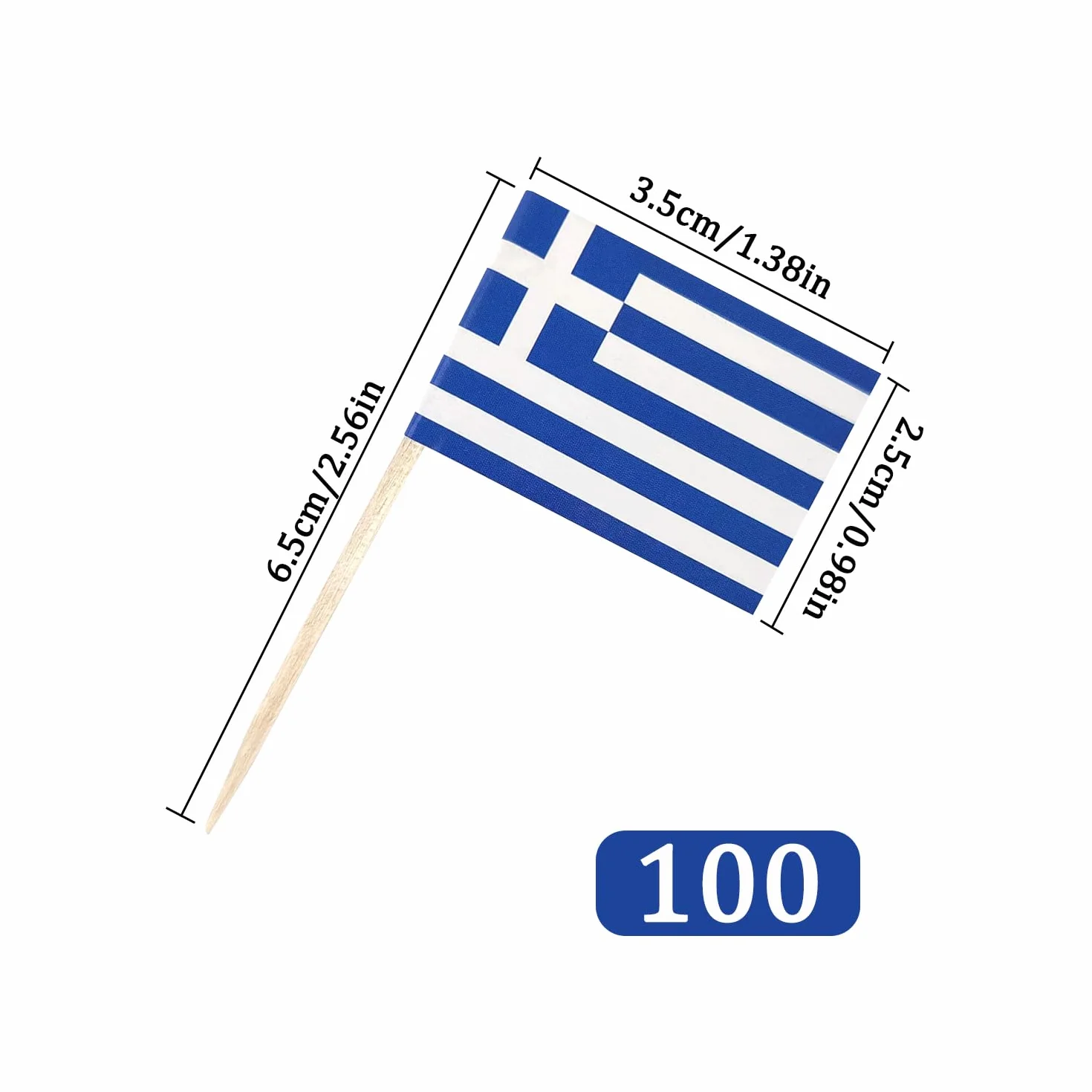 100 Pièces Drapeaux Grèce Cure-Dents, Mini Bâton de Cocktail Drapeau pour Sandwich Nourriture