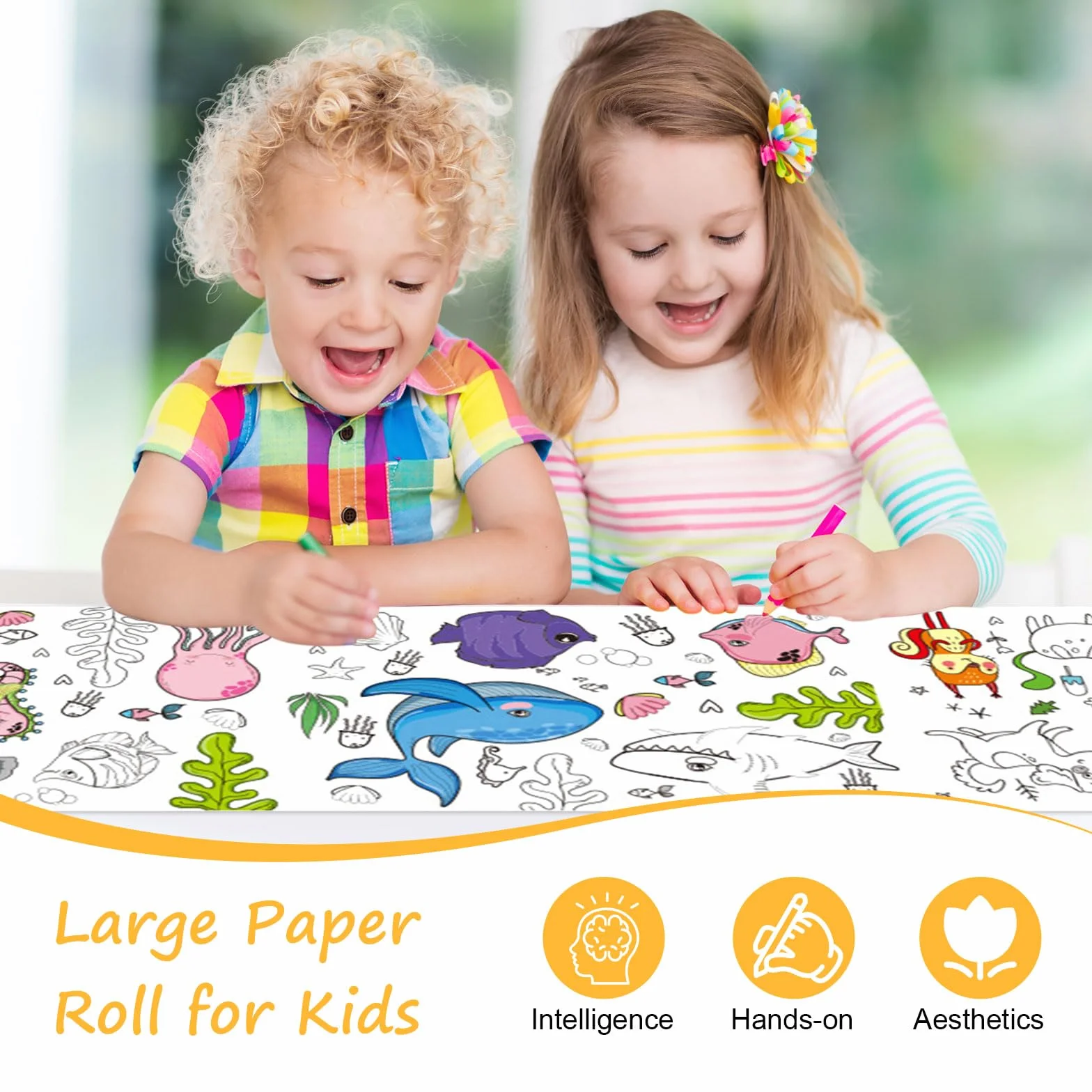 Lot de 4 rouleaux de papier à colorier 30 x 300 cm pour enfants
