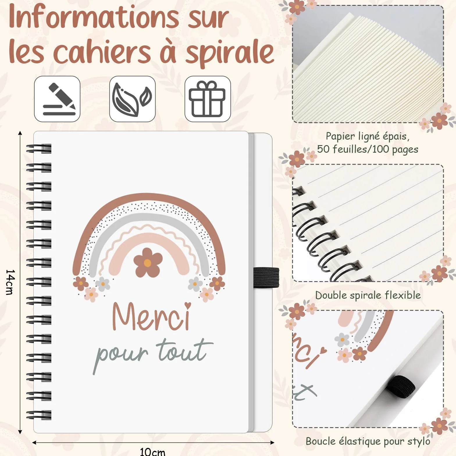 Merci Maîtresse Diplômé Cadeau Sac Fourre-Tout Carnet Stylo Porte-Clés Fin d'Études Adieu Enseignant
