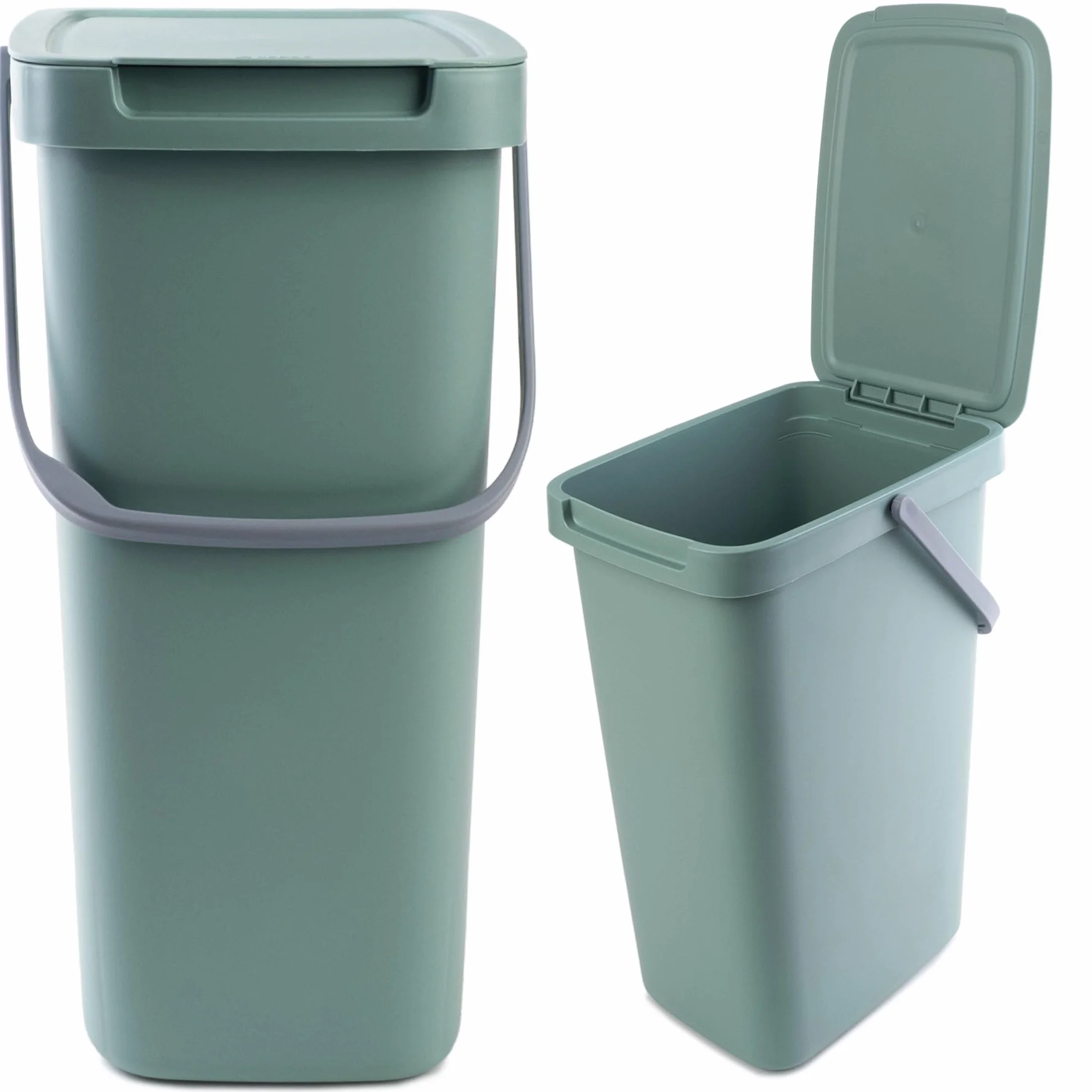 KADAX Poubelle 12 l Plastique rectangulaire avec Couvercle à charnière Vert