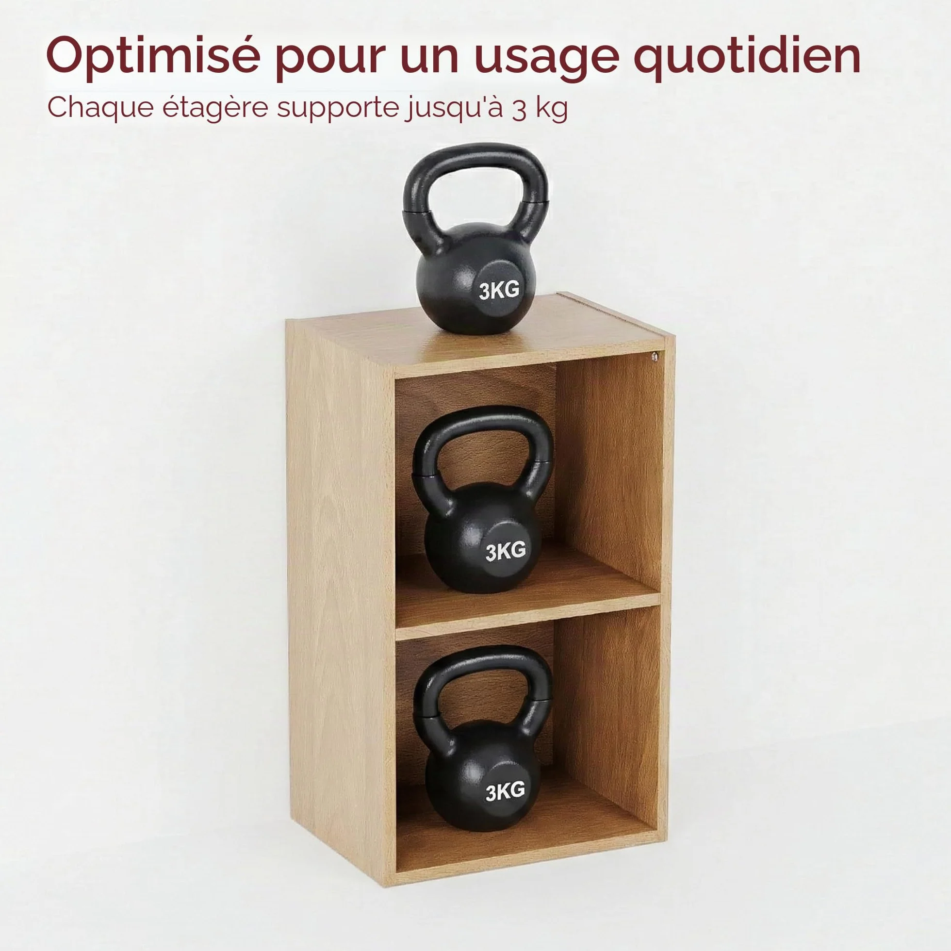 Vida Designs Oxford 2 Niveau Cube Bibliothèque Moderne Rangement H54xW32xD24cm Chêne