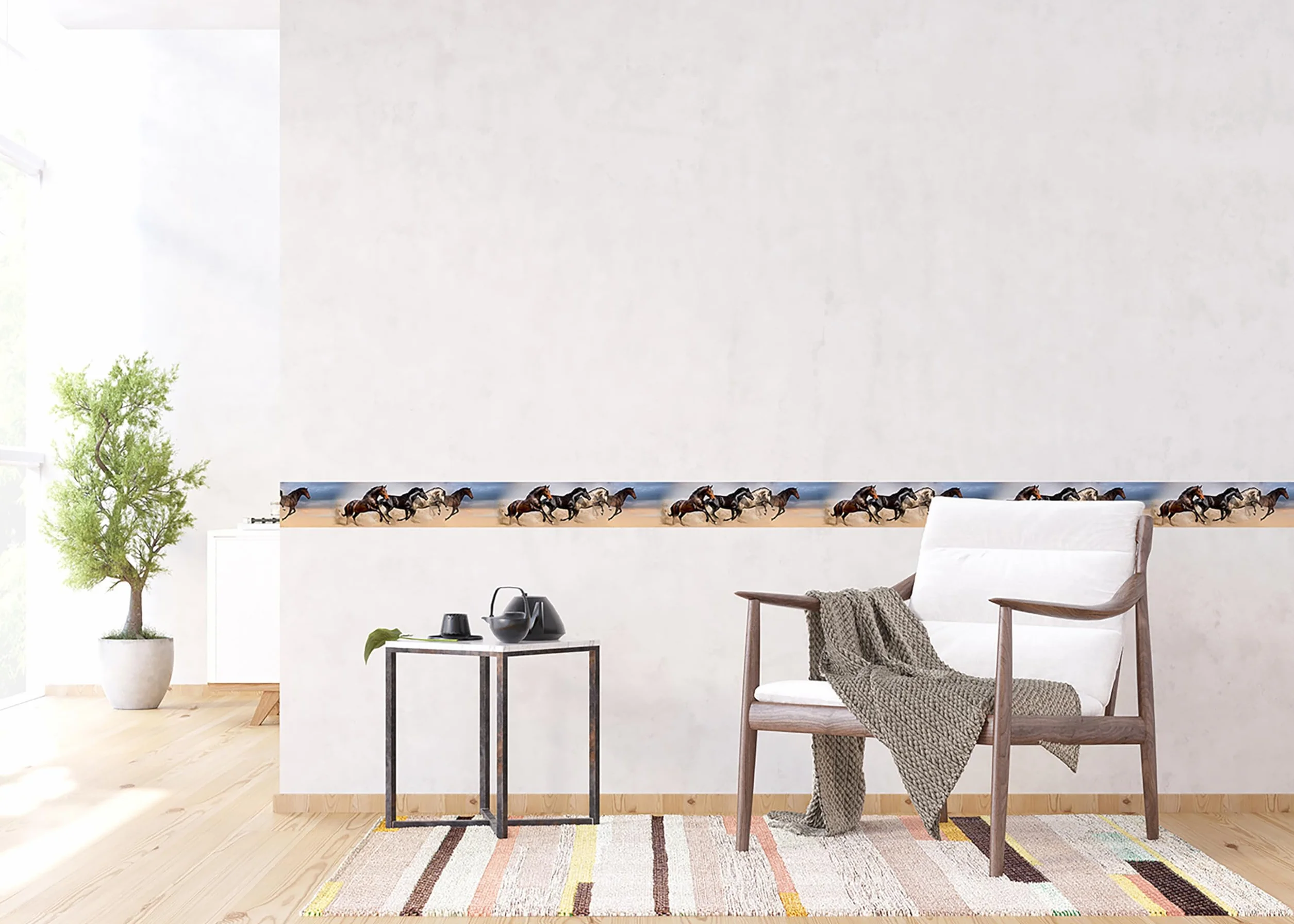 Sticker Mural Frise Autocollante Chevaux AG Design 0,14 x 5 m