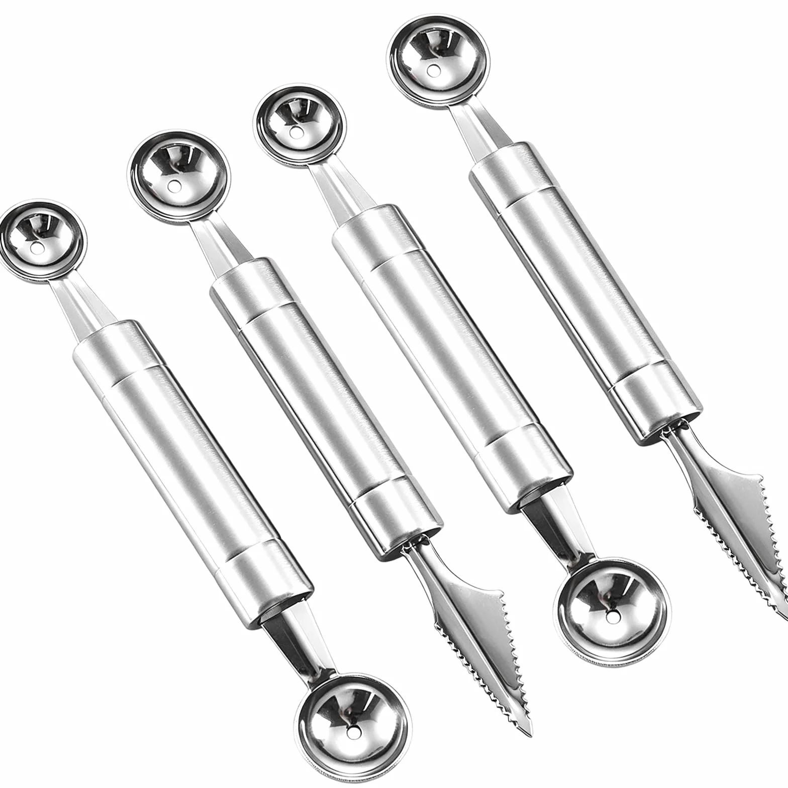 4PCS Outil à Découper les Fruits Éplucheur Cuillère à Melon Double Tête Ustensiles de Cuisine