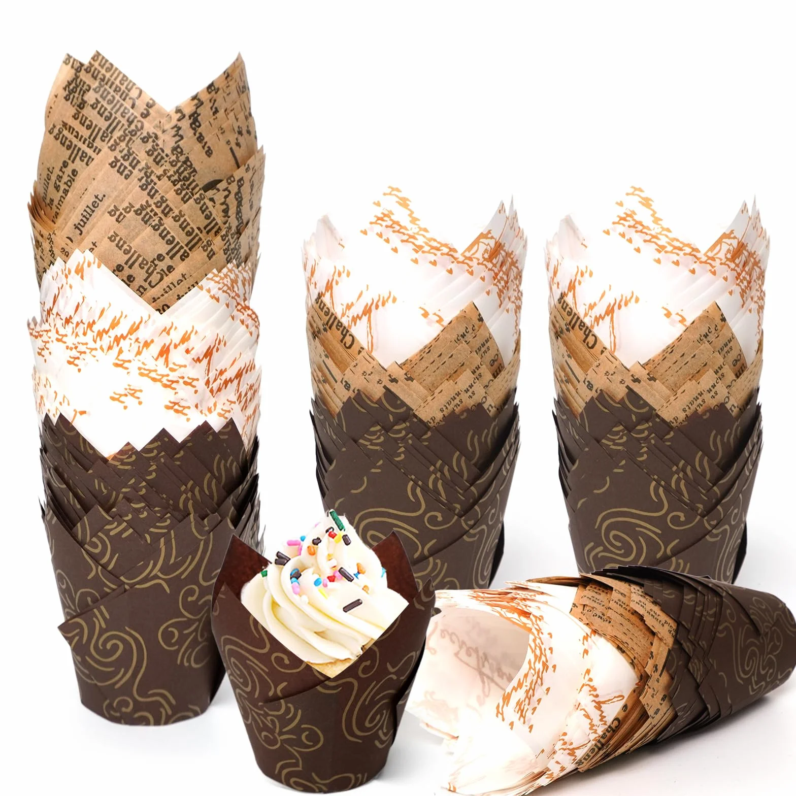Caissettes Muffins Papier Tulipe 200 Pièces Naturel Non Blanchi Taille Standard
