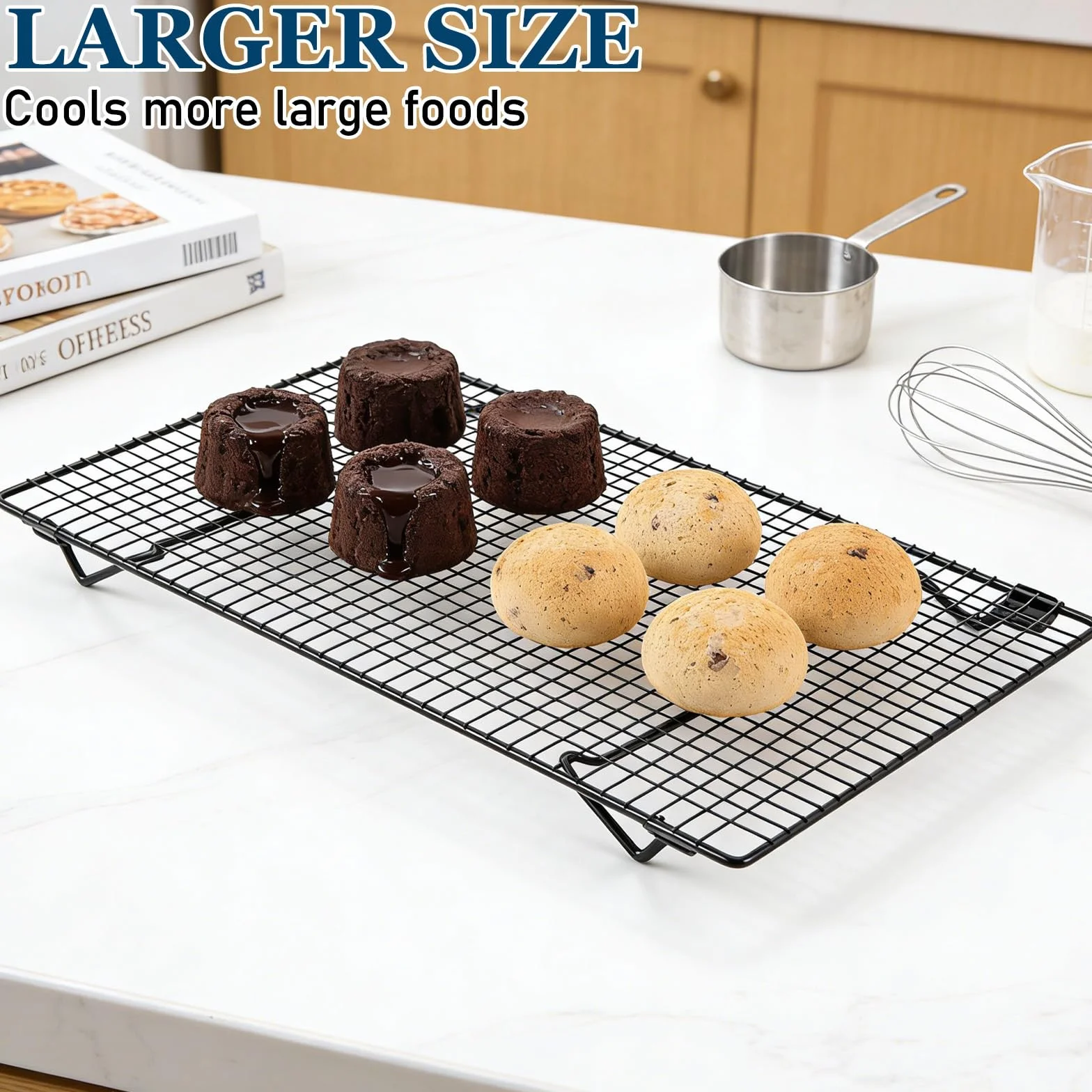 Grille de Refroidissement Patisserie 3 Niveaux Acier Carbone Antiadhésive 43x28x8cm Pliable Empilable