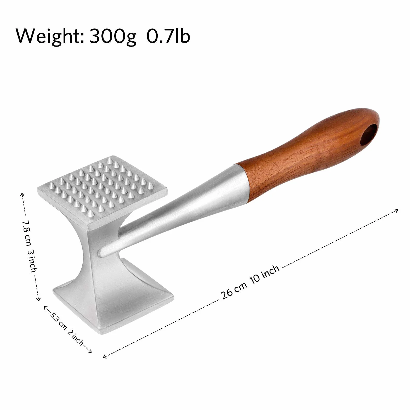 Asdirne Marteau à Viande Attendrisseur Très Résistant 26 CM Maillet Cuisine 2 en 1