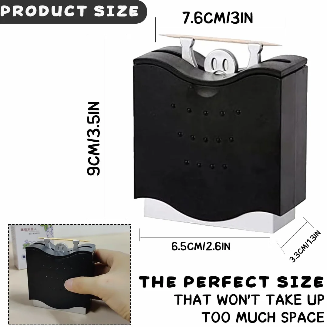 Porte-Cure-Dents Automatique 6,5 cm Distributeur Noir