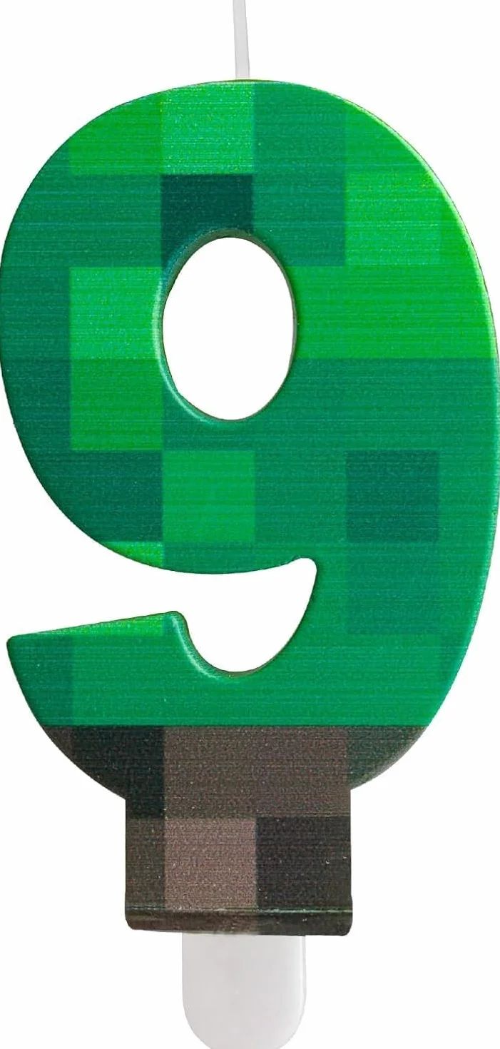 Yiran TNT Bougies Anniversaire 9 ans Personnalisées Vert Pixelisée Gâteaux pour Garçons Filles Décoration Fête