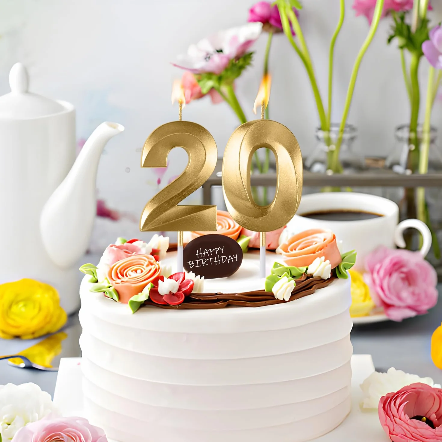Bougies d'anniversaire chiffres 18 20 30 40 50 60 70 diamant 3D paillettes doré pour gâteau