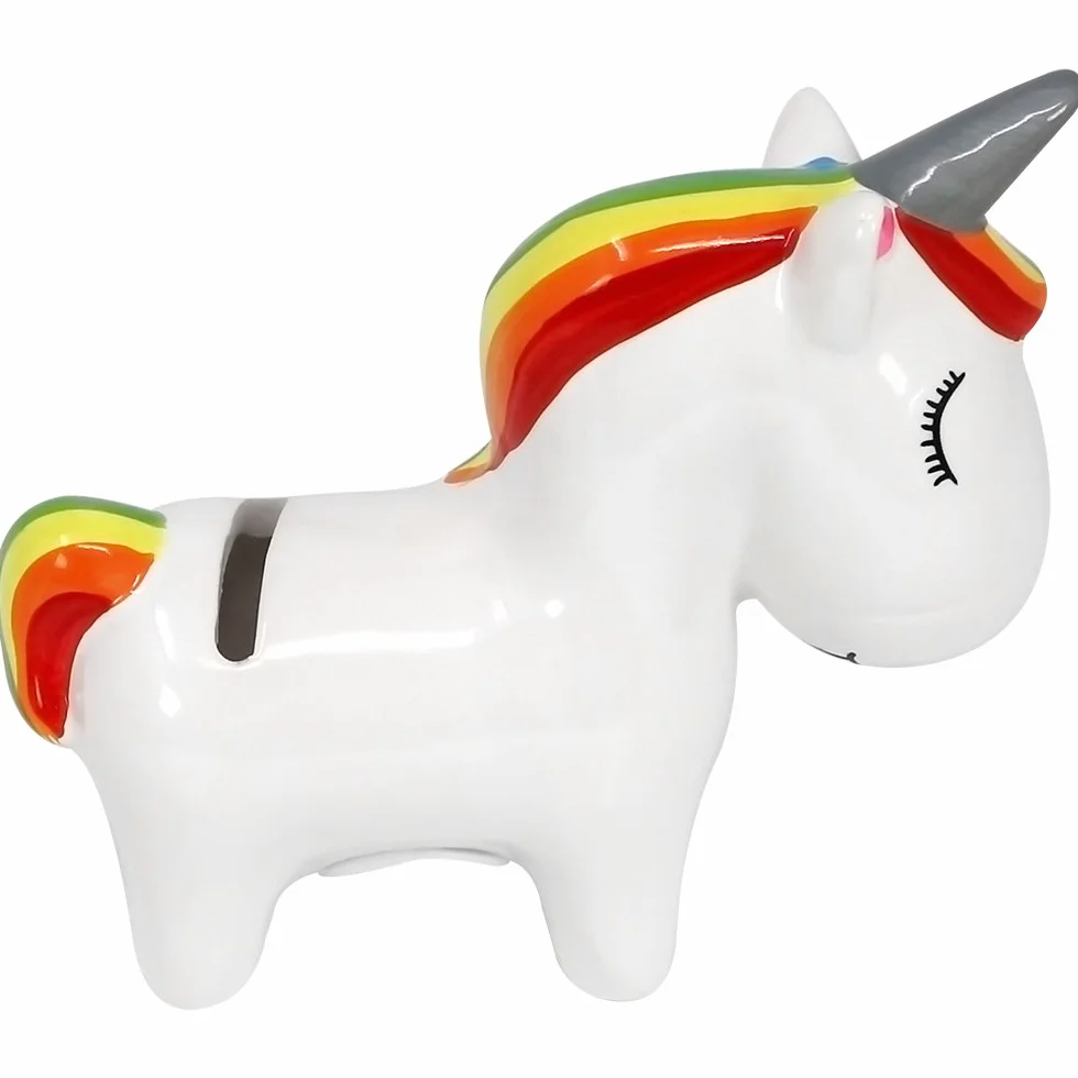 Tirelire en céramique Licorne Magique com-four® 2 pièces avec Fermeture en Caoutchouc