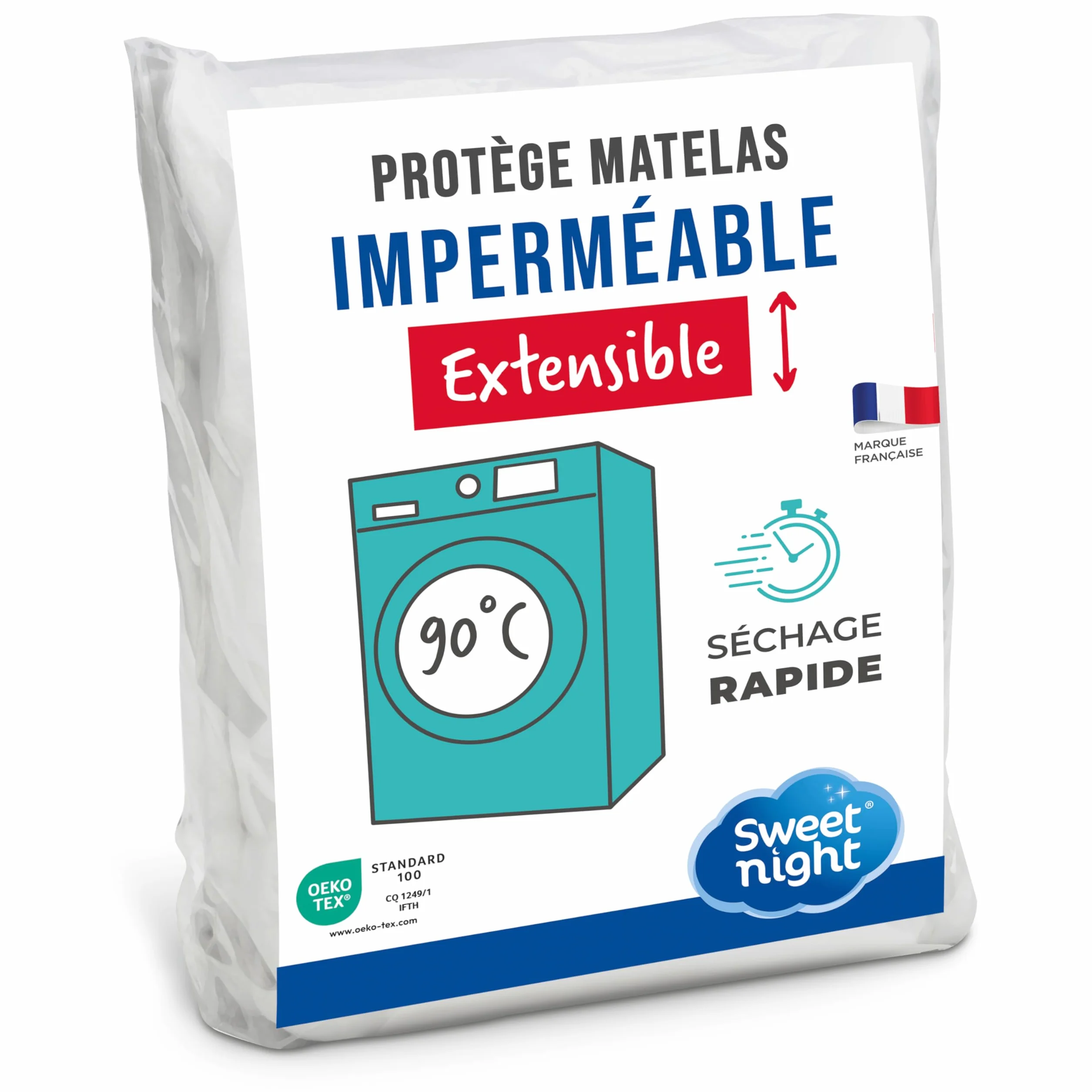 Protège-Matelas Imperméable 140x190 cm Lavable Oeko-Tex Alèse Drap-Housse Bonnet 27 cm SWEET NIGHT