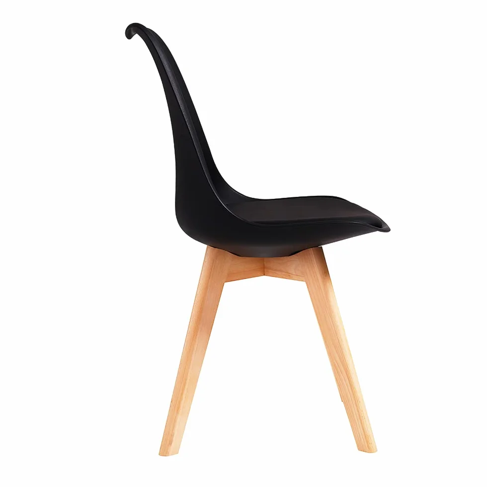DEWINNER Chaises de Salle à Manger Scandinave Lot de 6, Chaise Noire, Pieds en Bois de Hêtre Massif