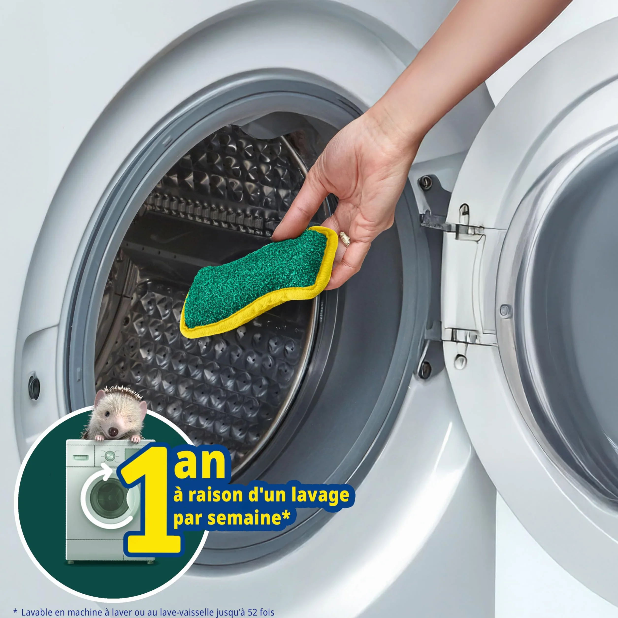 Spontex Flex & Wash Éponges réutilisables microfibre double face 4 pièces