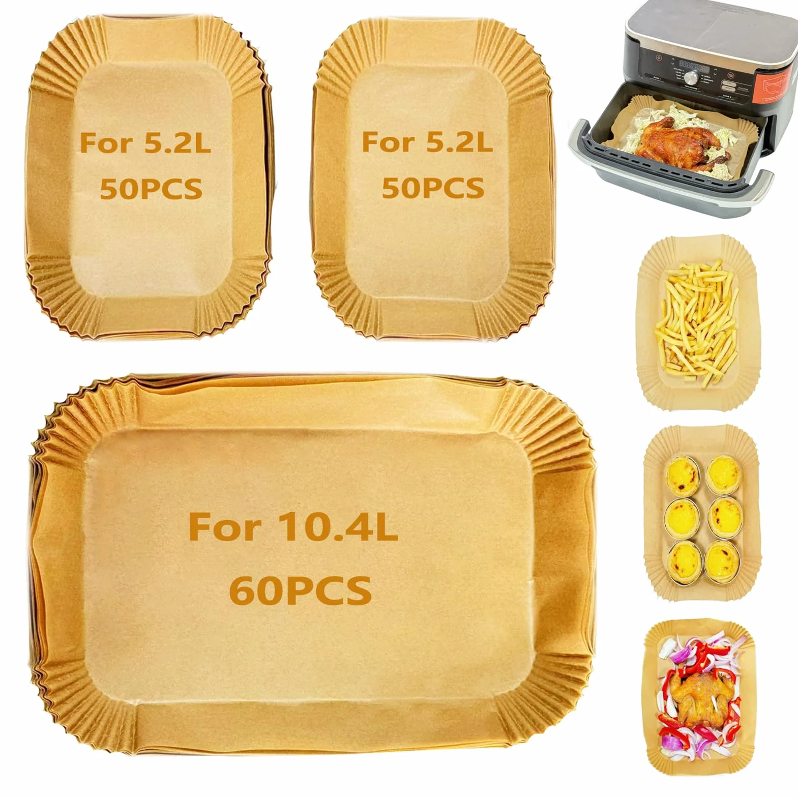 Papier Cuisson pour Ninja Air Fryer 10,4L AF500EU 160pcs