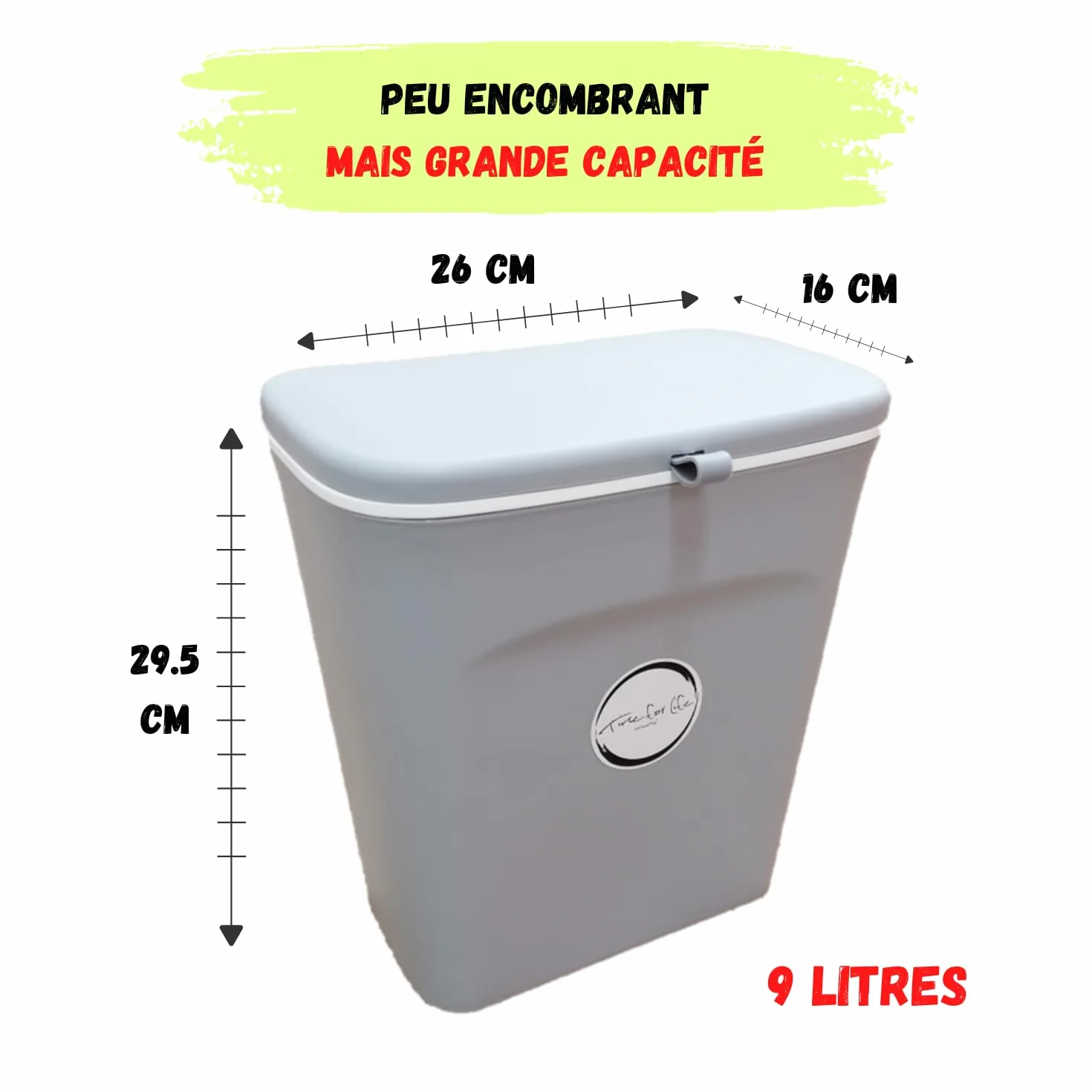 Poubelle Compost Cuisine 9L avec Couvercle - Seau Compost sous Evier