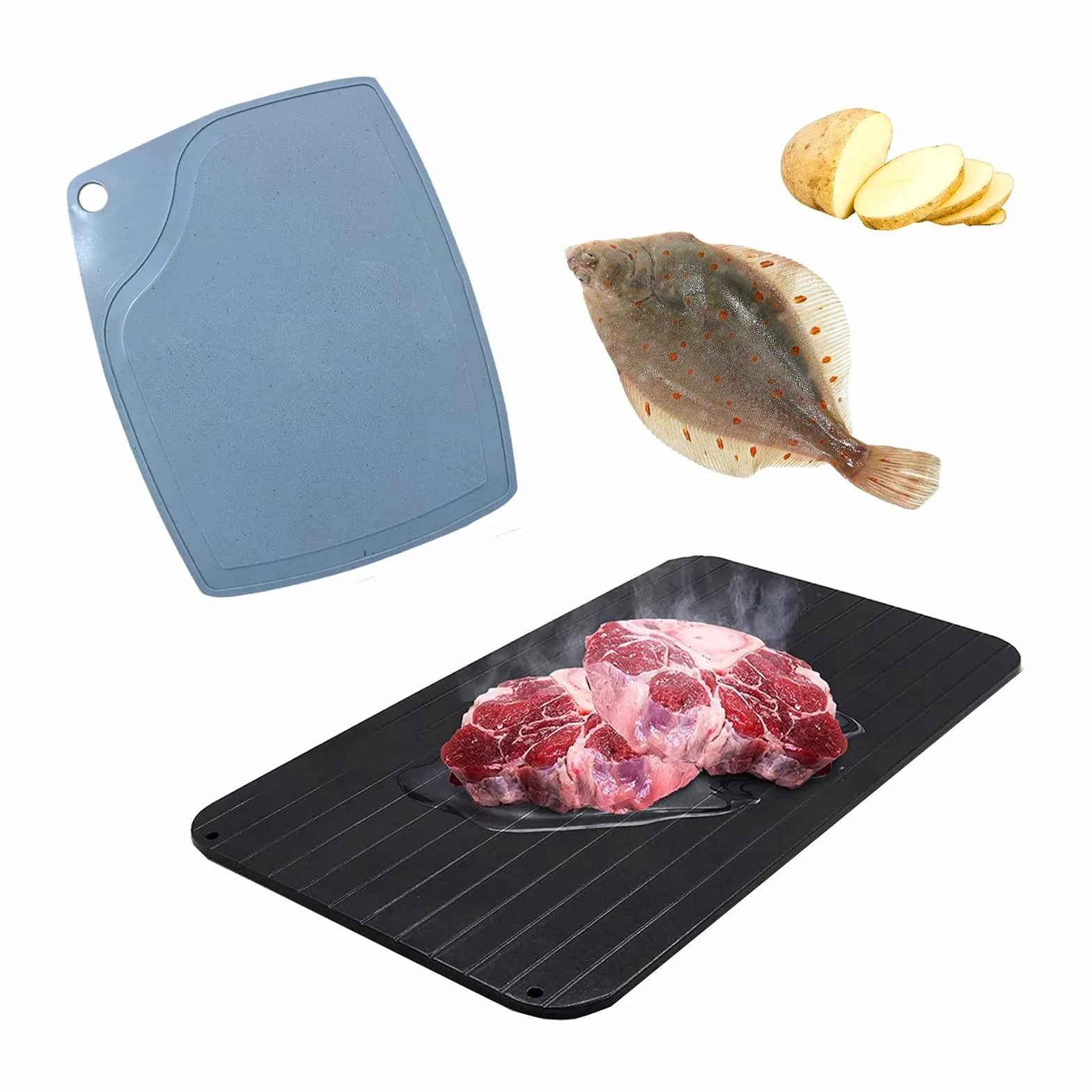 Plateau de décongélation rapide avec mini planche à découper pour viande poisson légumes