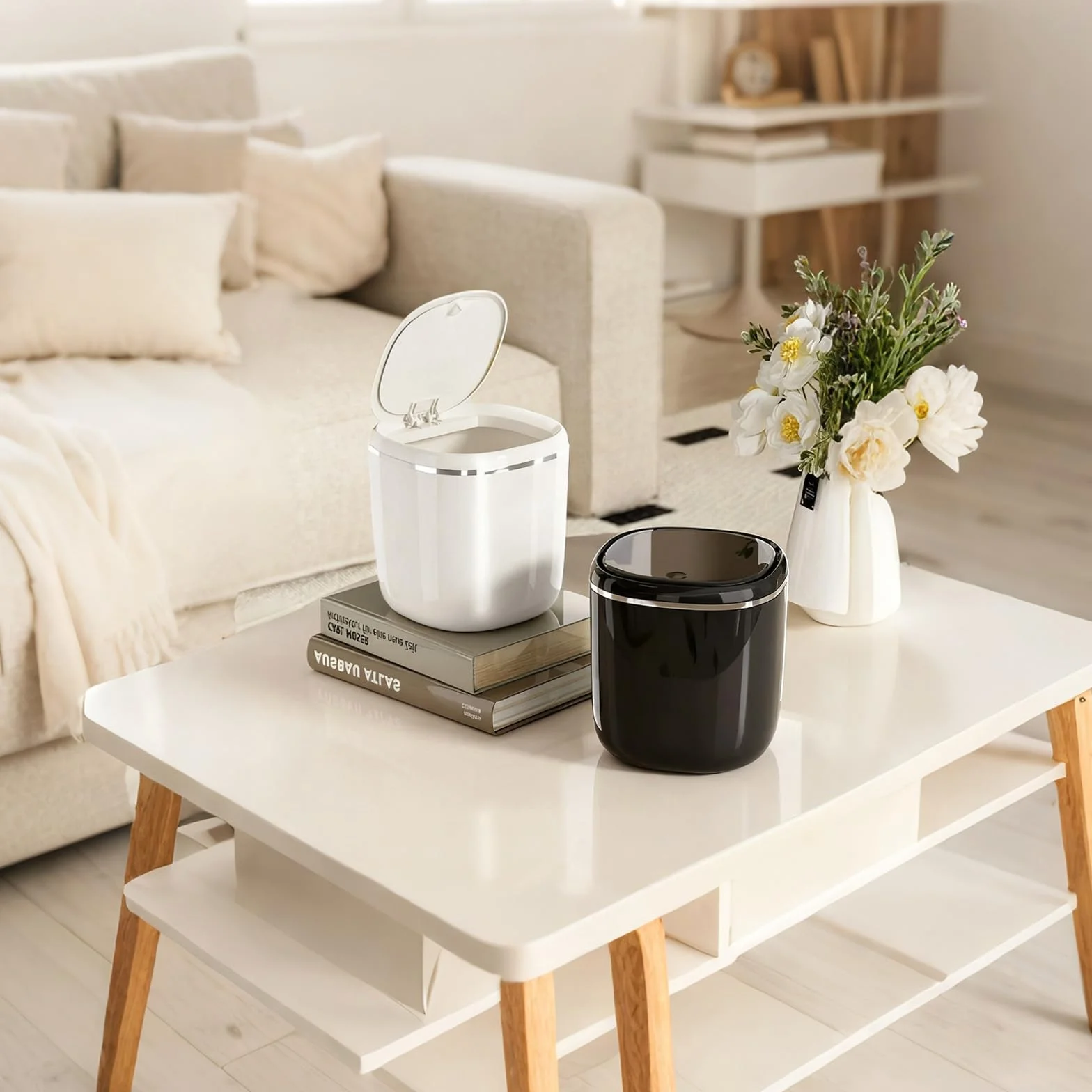 Poubelle de Table 2.4L avec Couvercle pour Bureau Salle de Bain