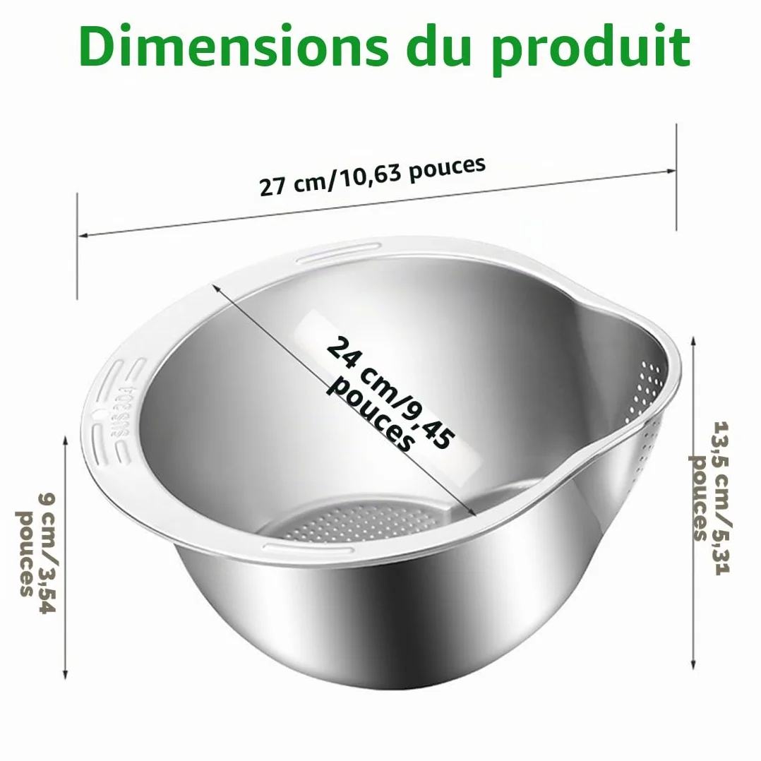 Passoire à riz en acier inoxydable avec bec, passoire multifonctionnelle pour pâtes, quinoa et fruits