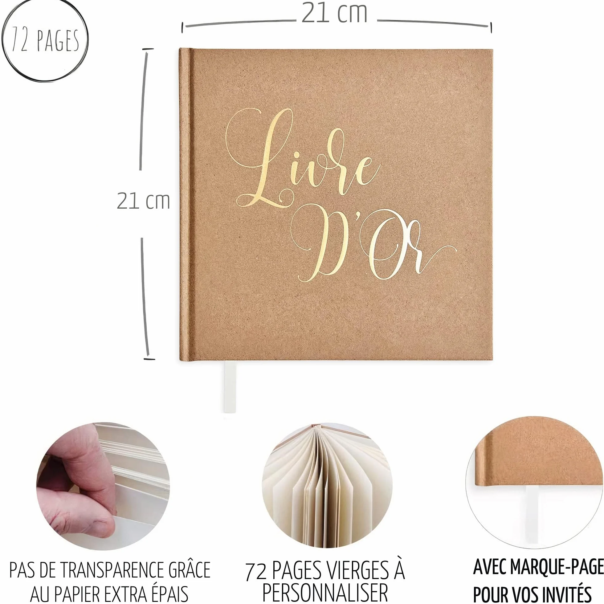 Plantvibes Livre d'or Mariage Anniversaire Couverture Rigide 72 Pages