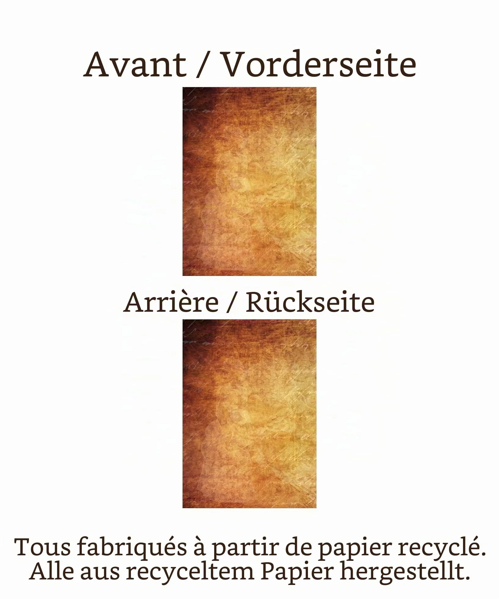 Papier parchemin vintage A4 80 g/m² lot de 60 feuilles recyclé 6 motifs