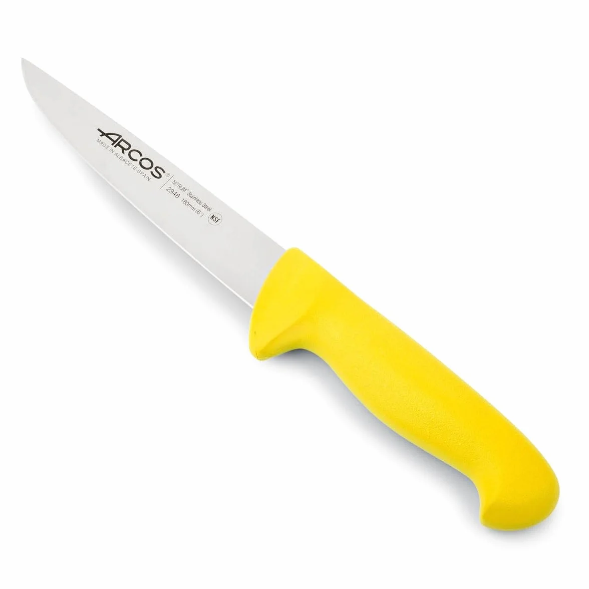 Arcos Couteau de Boucher Acier Inoxydable Nitrum Lame 200 mm Professionnel Viande Série 2900 Jaune