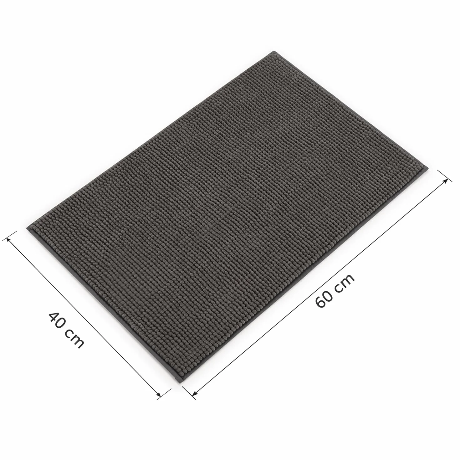 Tapis de Bain Absorbant Antidérapant Oeko-Text 60x40 Gris foncé