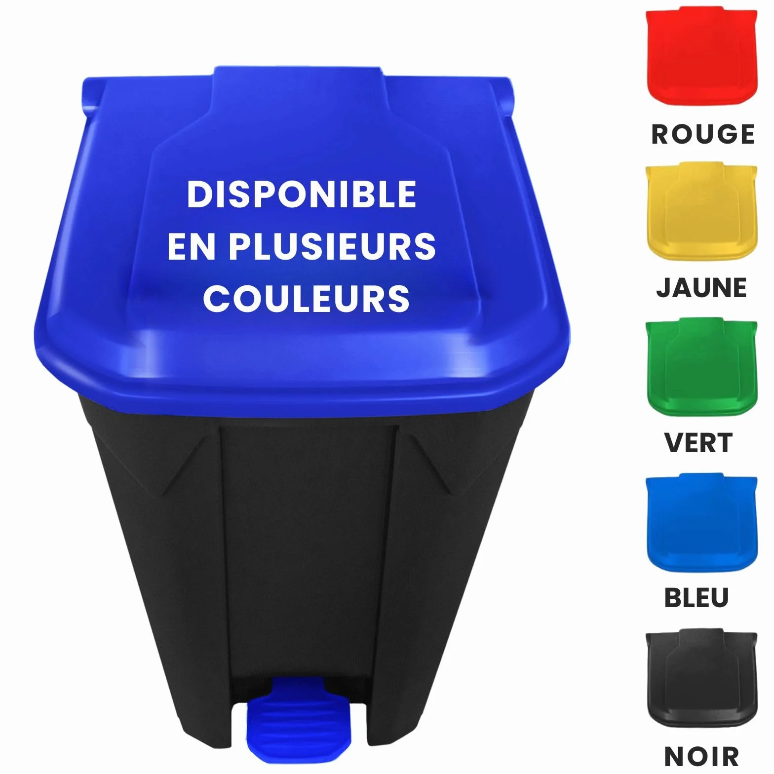 Poubelle 100L Olaf Floordirekt avec couvercle bleu et pédale système de tri sélectif