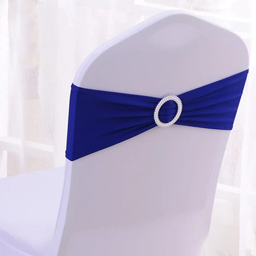 Noeuds de Chaise Elastique 50 PCS Décor Mariage Fête Baptême Bleu Royal