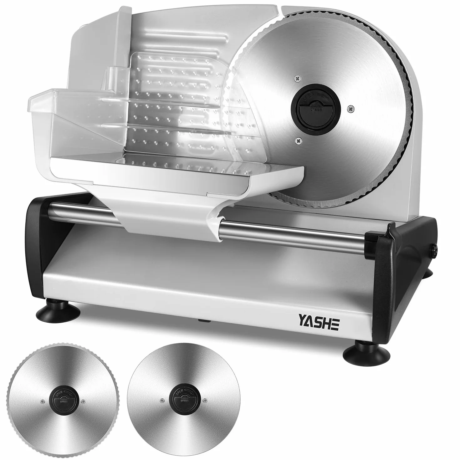 Trancheuse Électrique 250W Lames Lisse et Dentée 19 cm Épaisseur Réglable 0-15 mm Verrouillage Sécurité