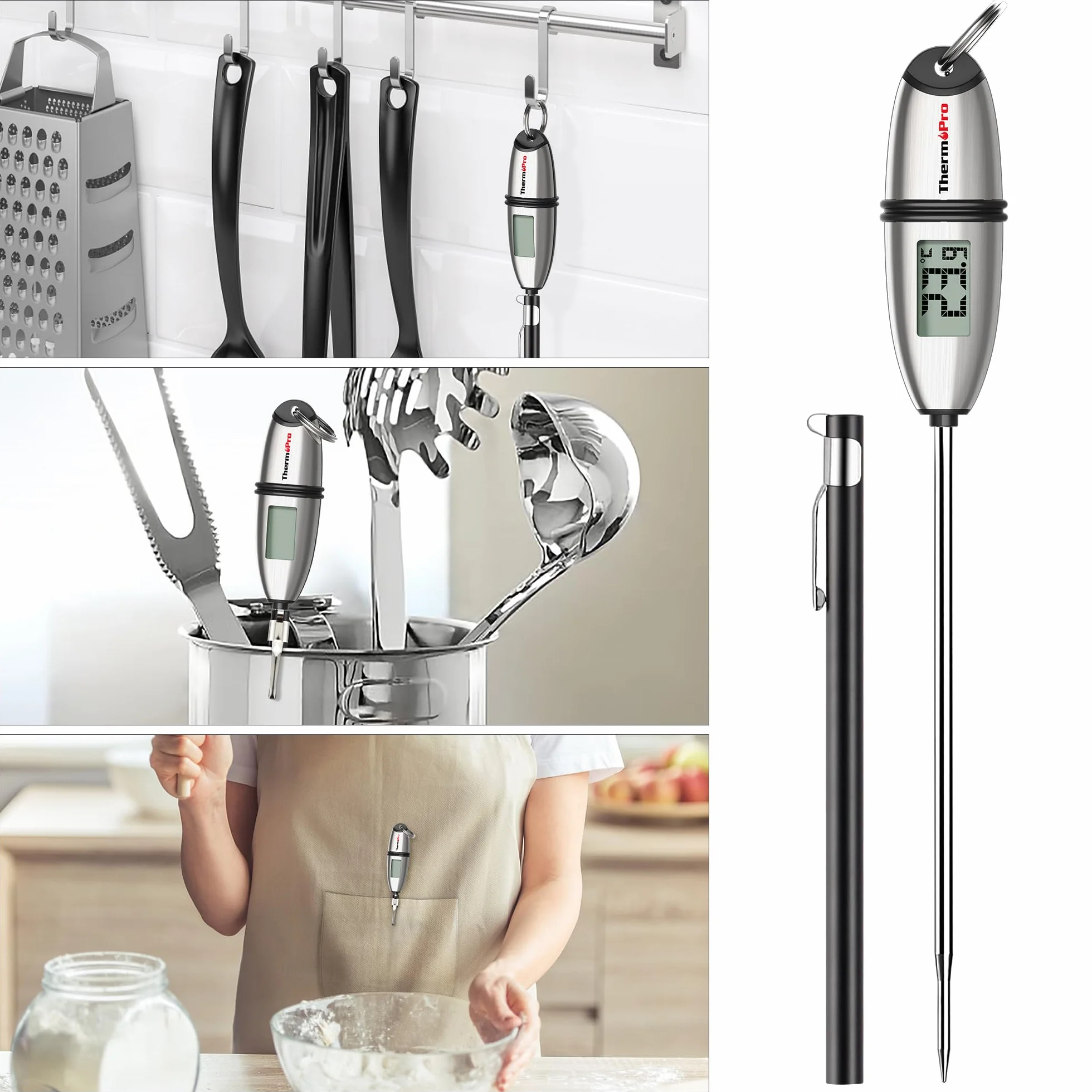 ThermoPro TP02S Termometr Cyfrowy 3 Sekundy Szybki do Kuchni Cukierniczy z Długą Sondą