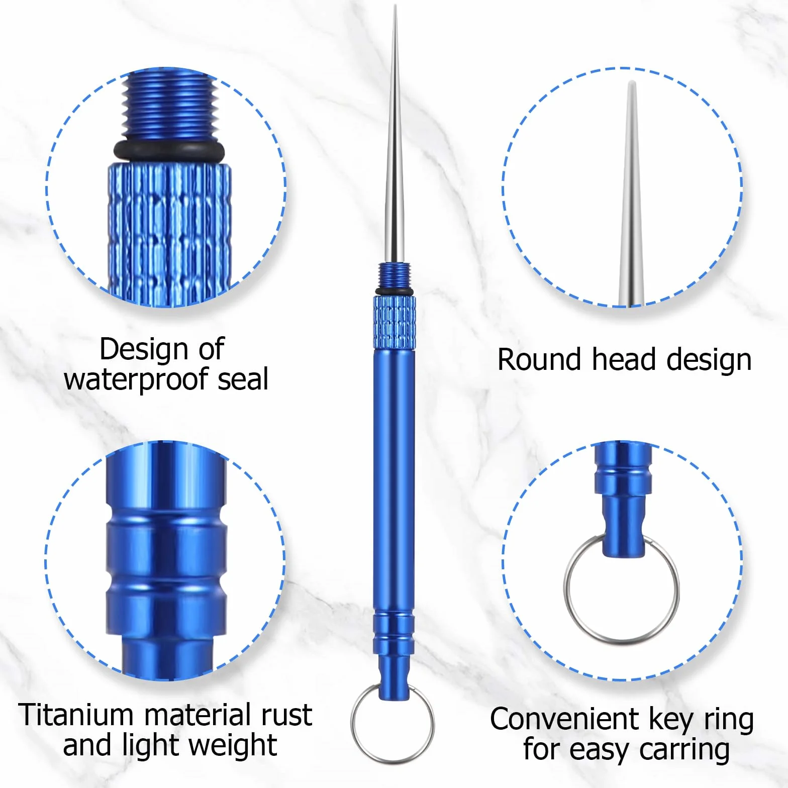 Cure Dent Metal 5 Piques à Fruits En Métal Acier Inoxydable Titane Support Protection Pique-Nique Camping Voyage