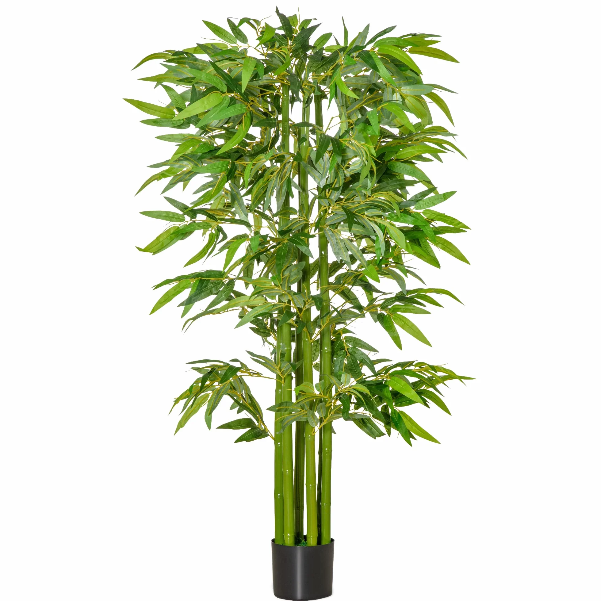 HOMCOM Bambou Artificiel XL 1,60H 975 Feuilles denses Pot Inclus Noir Vert