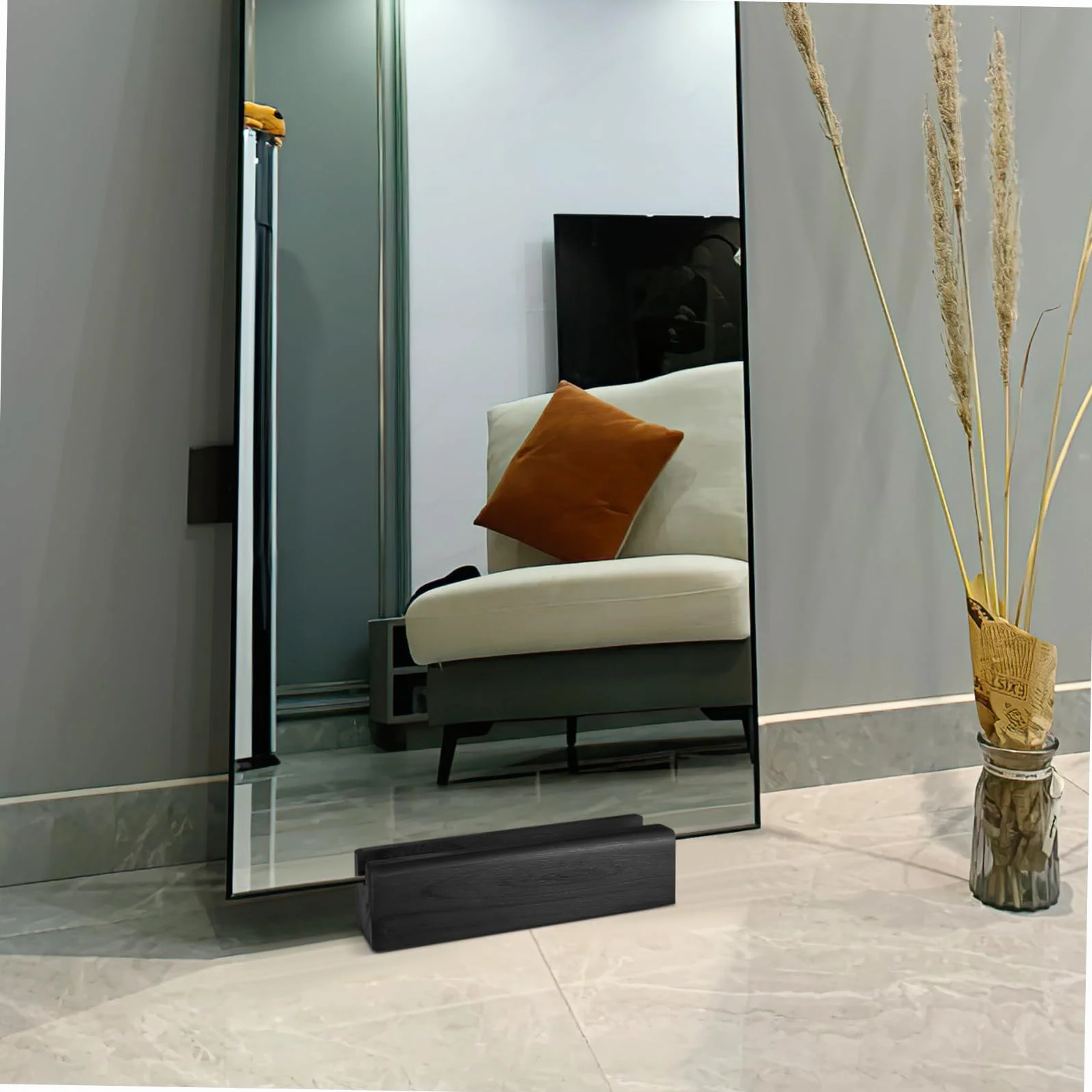 Support De Miroir En Bois Massif Antidérapant 9.84x2.95x2.68in Base De Miroir Sol Multi-Usage